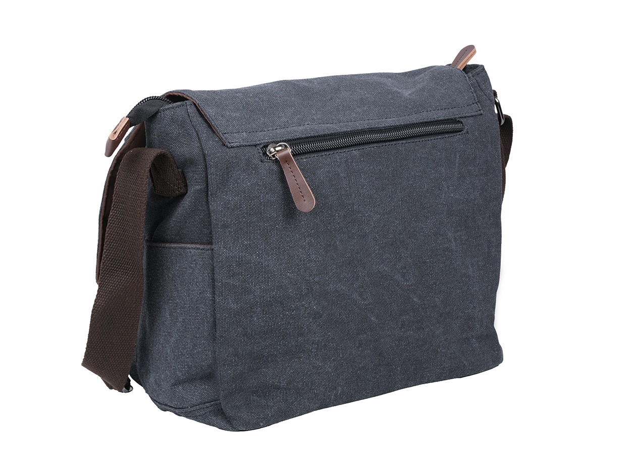 Bagacar Orjinal Kanvas Kumaş Laptop Bölmeli Unisex Çapraz Çanta Siyah