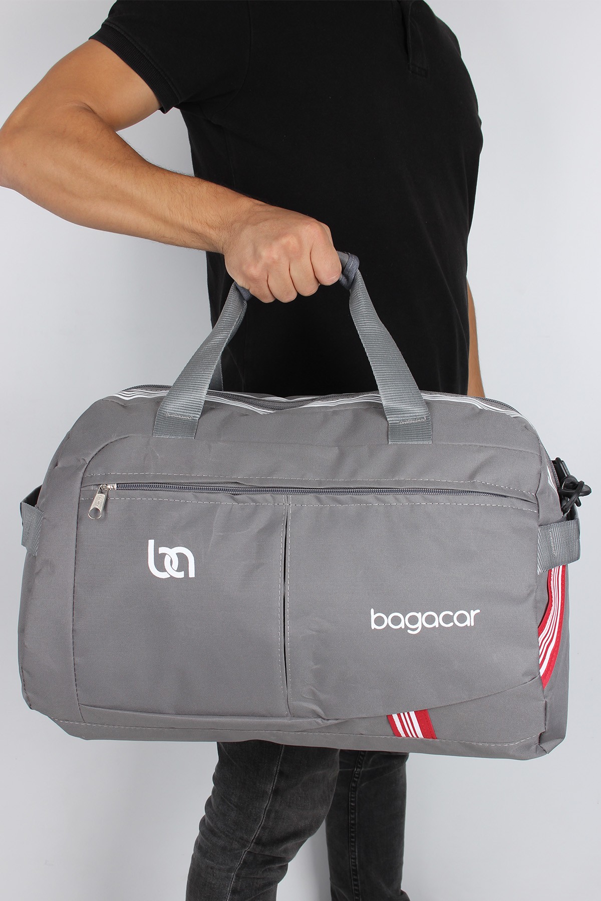 Bagacar Düz Gri Büyük Boy Spor ve Seyahat Çantası