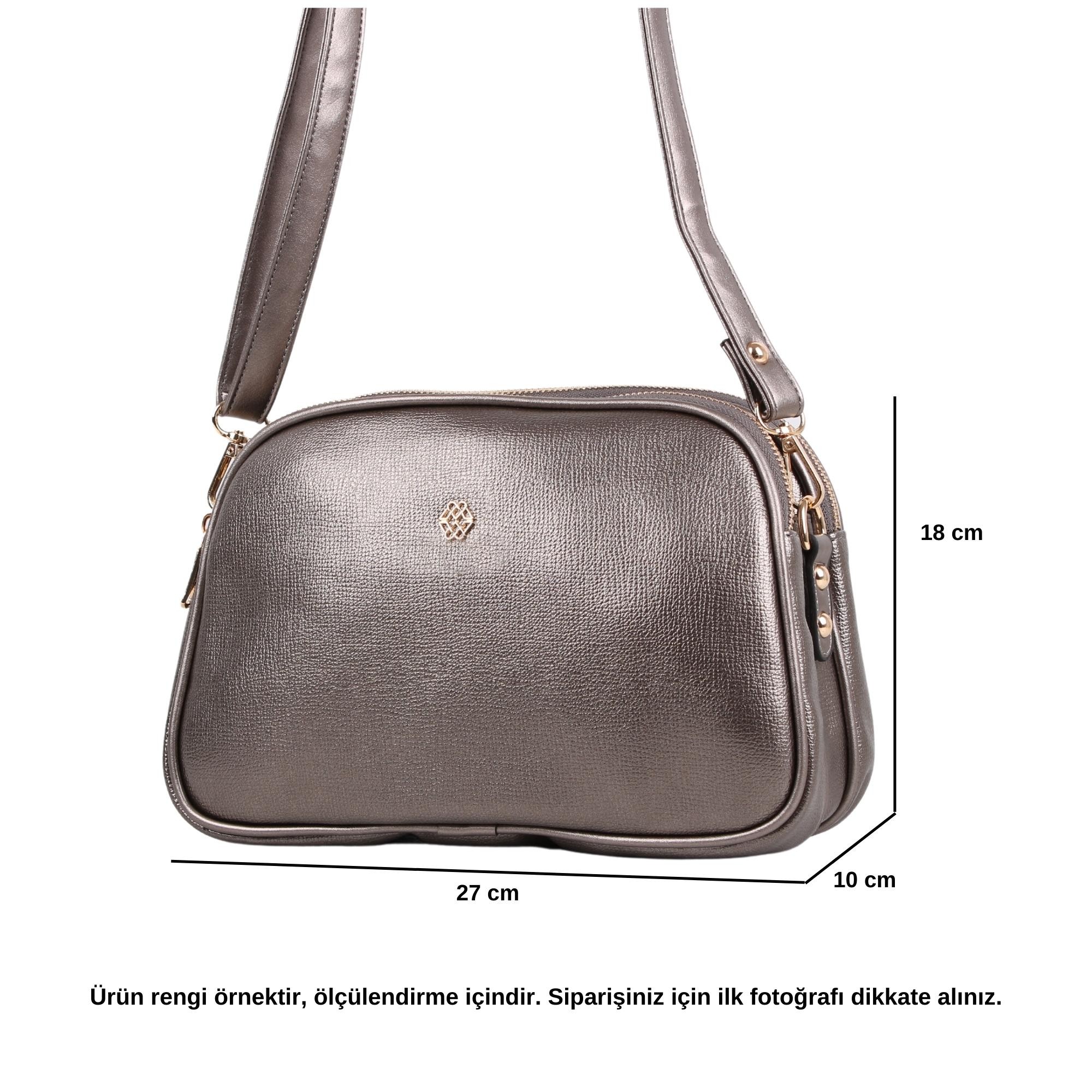 Bagacar 1228 Açık Taba Suni Deri Bayan Çapraz Omuz Çantası