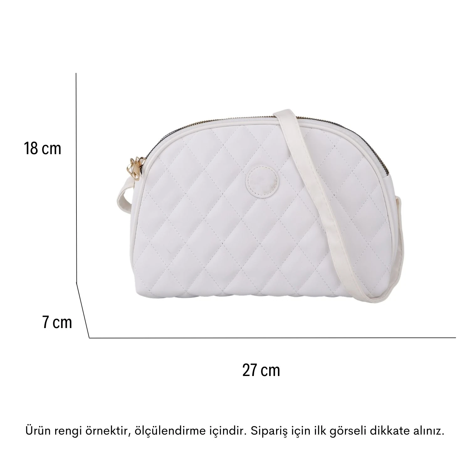 Bagacar Kapitone Şık Bayan Çapraz El ve Omuz Çantası Krem