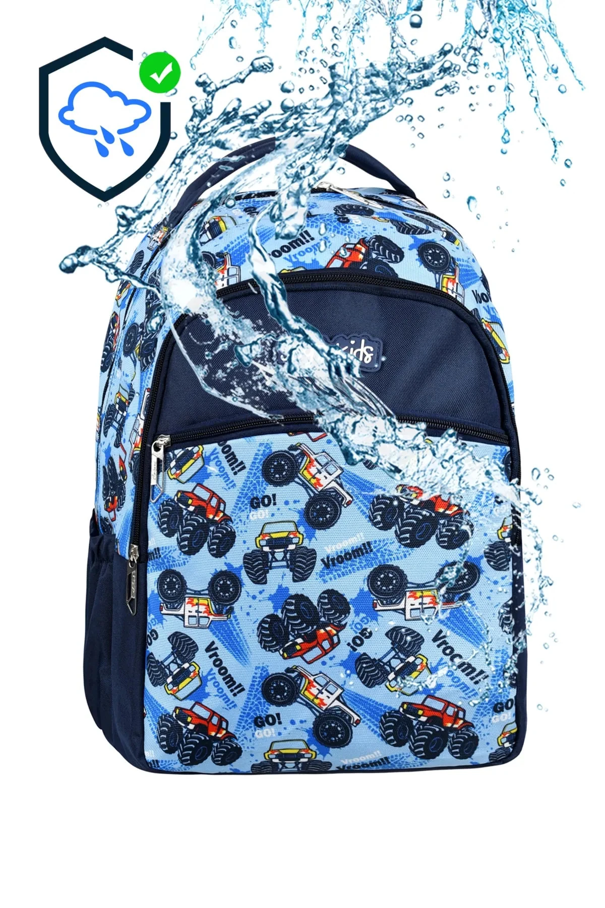 Bagacar Cakard Erkek Mavi Araba Model Kalemlikli Beslenmeli Set Sırt Çantası