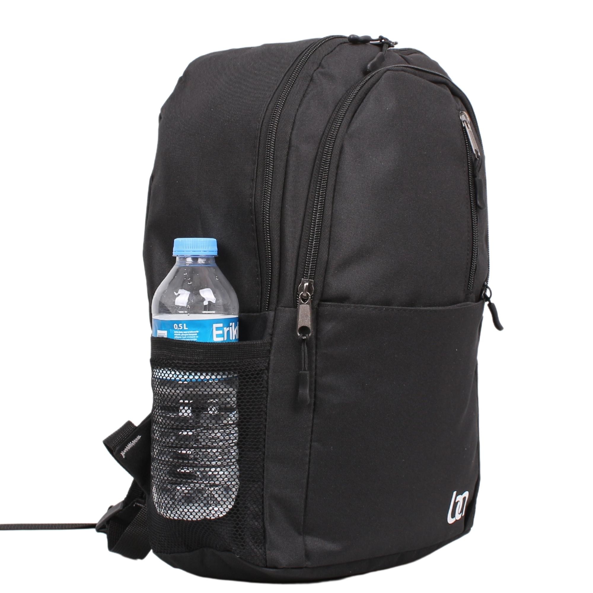 Bagacar Mnt Cepli Siyah Unisex Okul ve Günlük Sırt Çantası