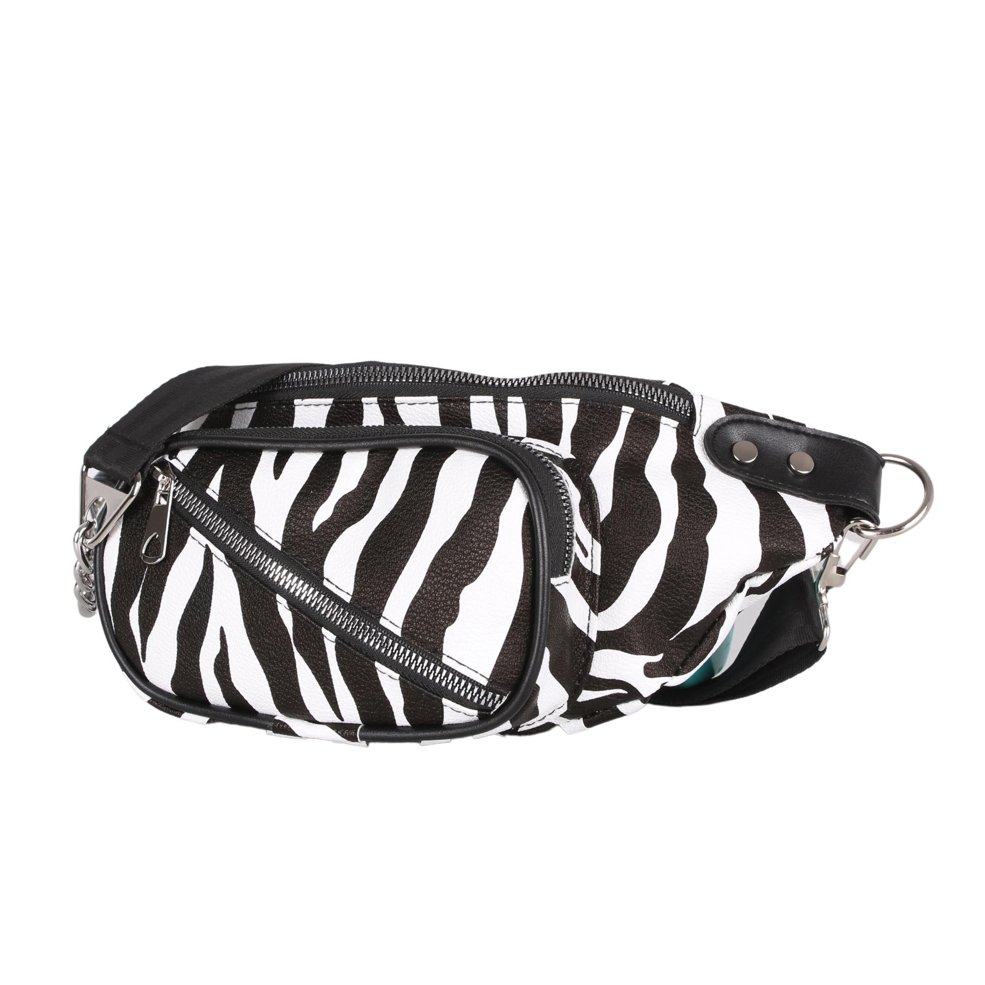 Bagacar Çapraz Zebra Suni Deri Gögüs Bel Çantası