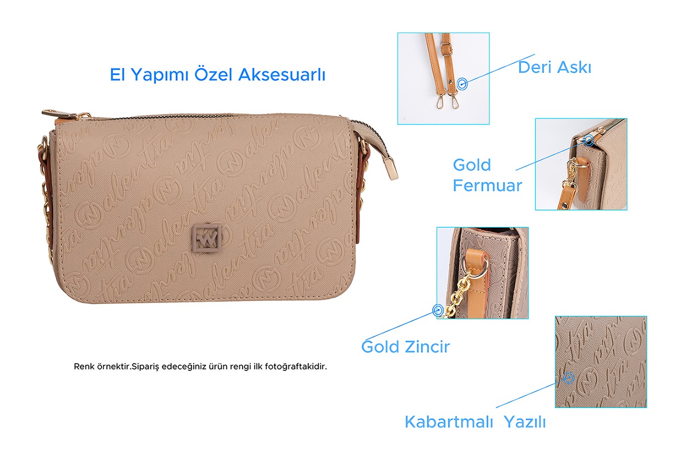 Bagacar Zincirli Kaliteli Şık Bayan Çapraz El ve Omuz Çantası Kahve