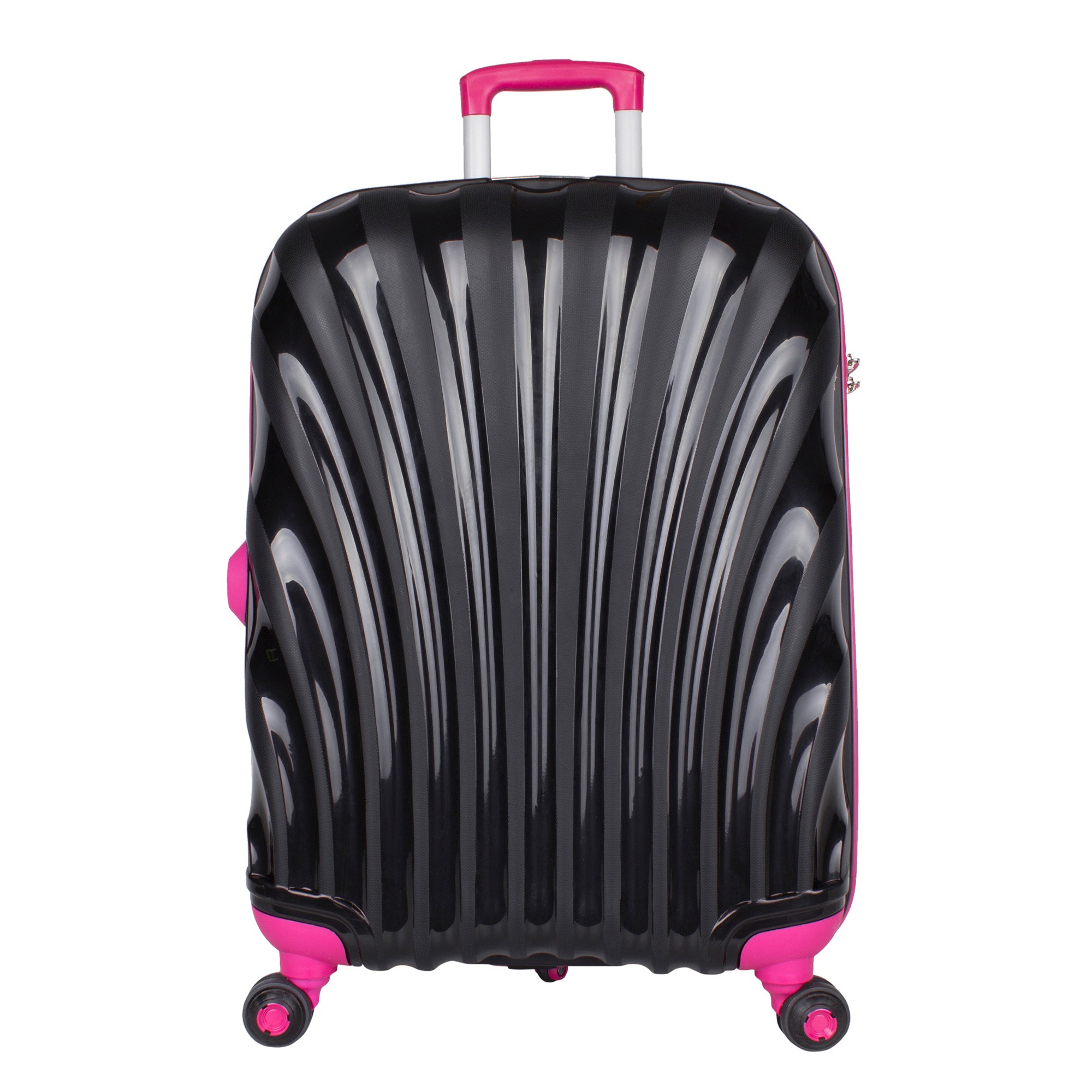 Bagacar Shell Silikon Kırılmaz Orta Boy Valiz Siyah Pembe