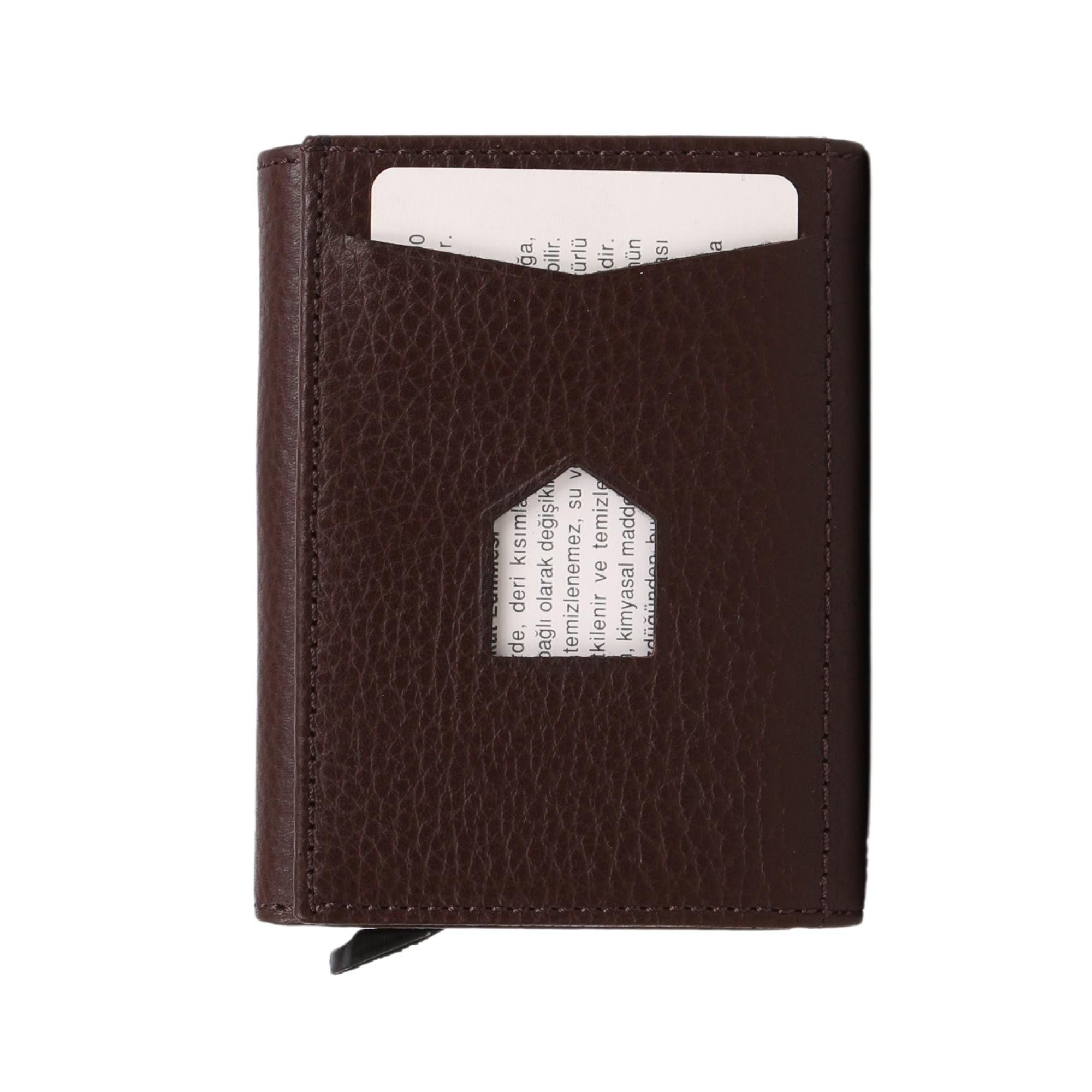 Legend Leather Erkek Kahve Hakiki Deri Mekanizmalı Cüzdan/Kartlık
