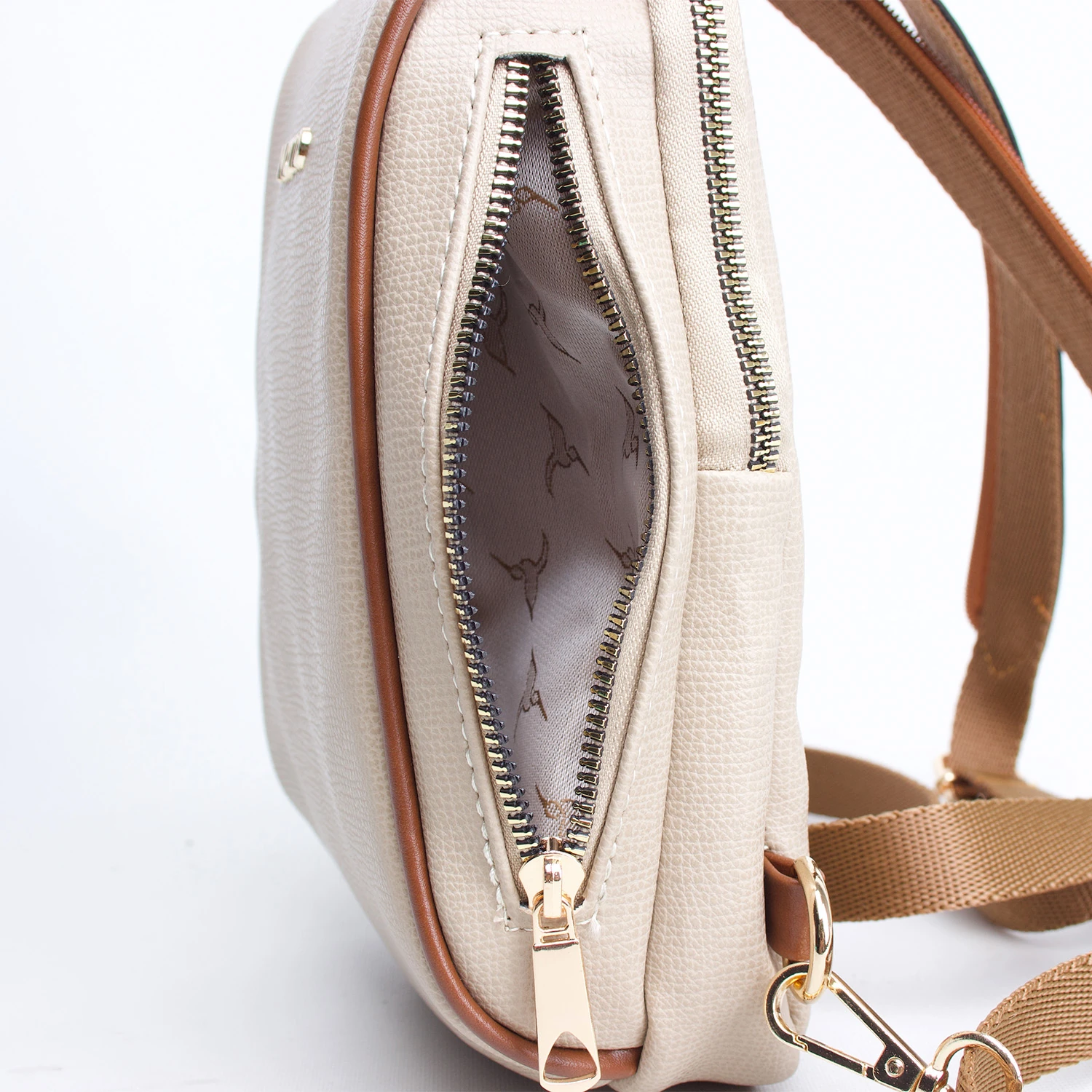 Bagacar 1358 Vizon Suni Deri Telefon Bölmeli Bayan Sırt Çantası