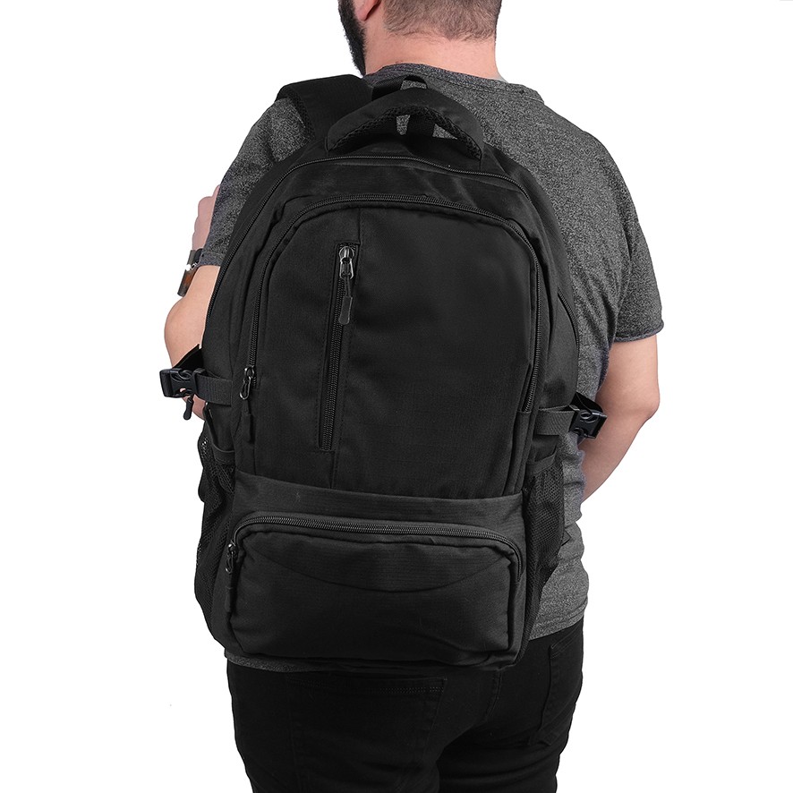 Bagacar Okul ve Günlük Laptop Bölmeli Su Geçirmez Sırt Çantası Siyah