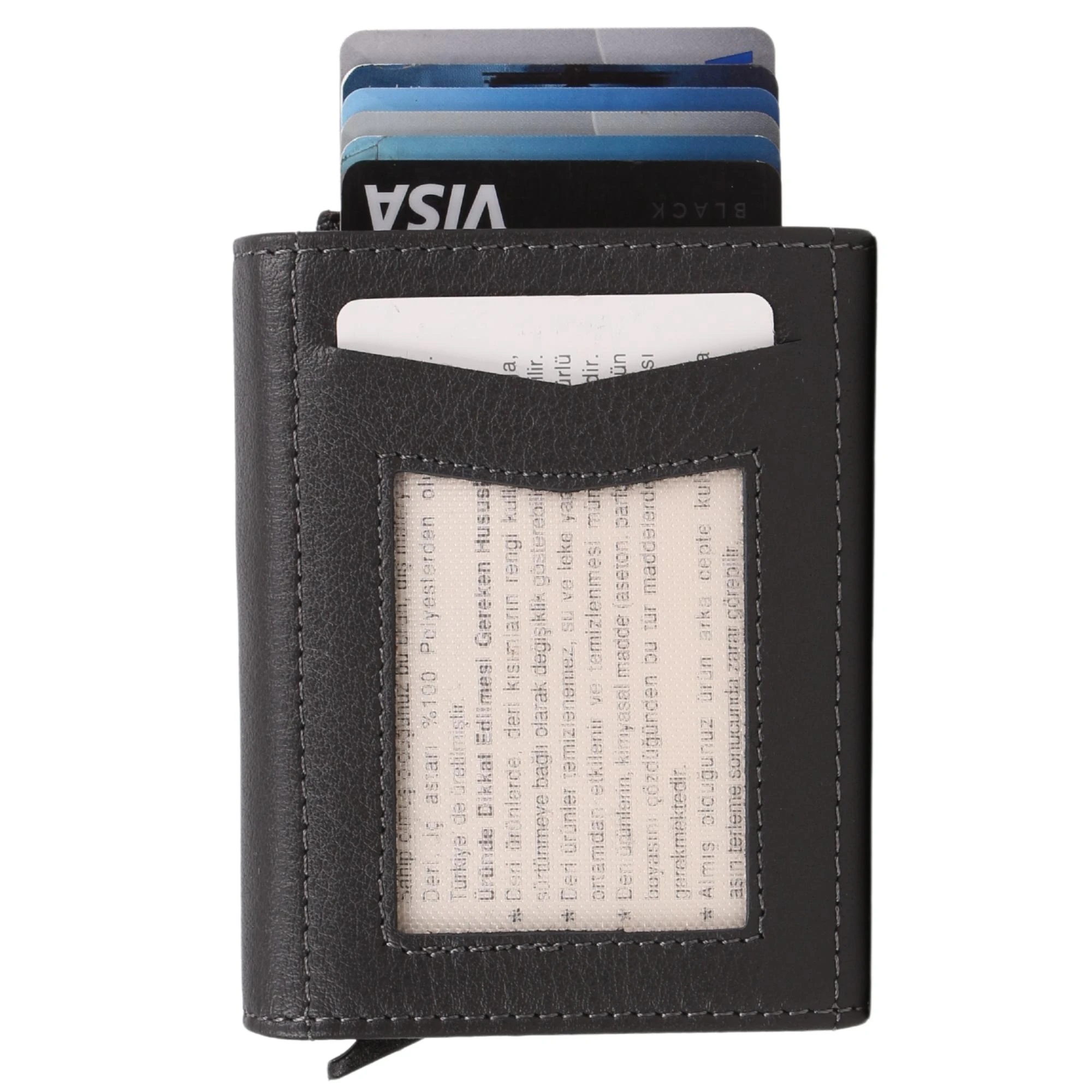 Legend Leather Erkek Gri Hakiki Deri Mekanizmalı Cüzdan/Kartlık