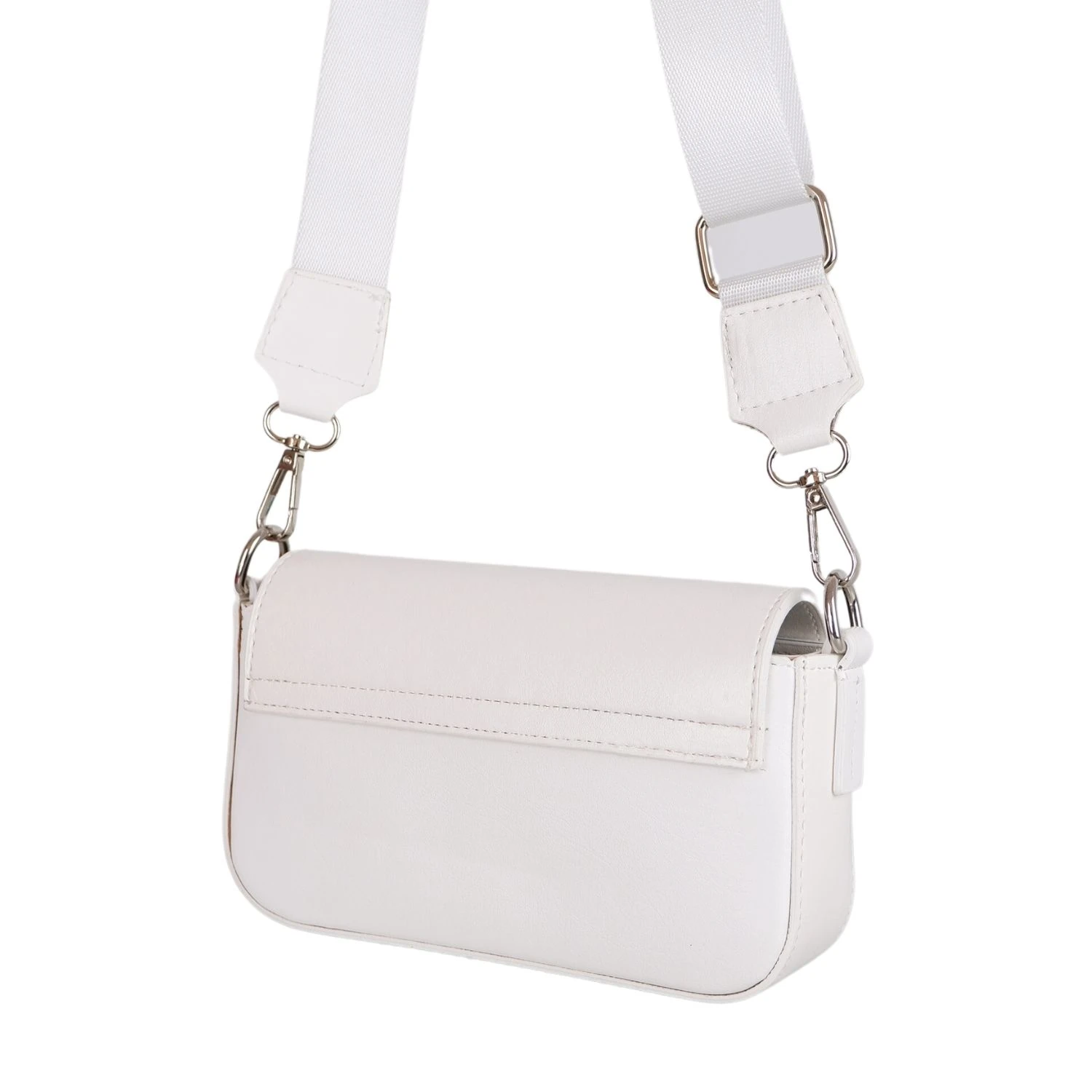 Bagacar Kapaklı Mini Şık Bayan Çapraz El ve Omuz Çantası Beyaz