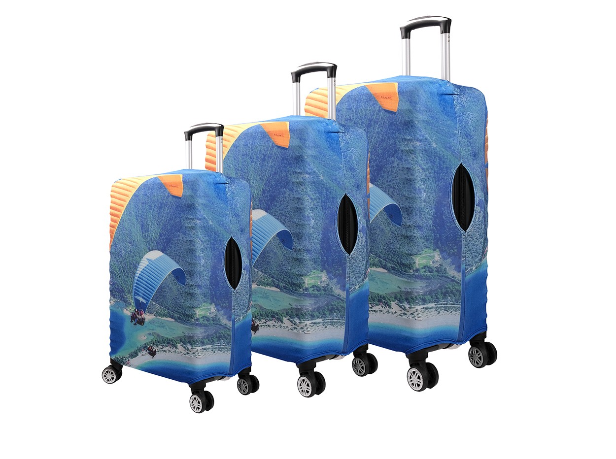 Bagacar Paraşüt 3lü Set Valiz Kılıfı, 3 lü Valiz Kemeri, 3lü Valiz Etiketi