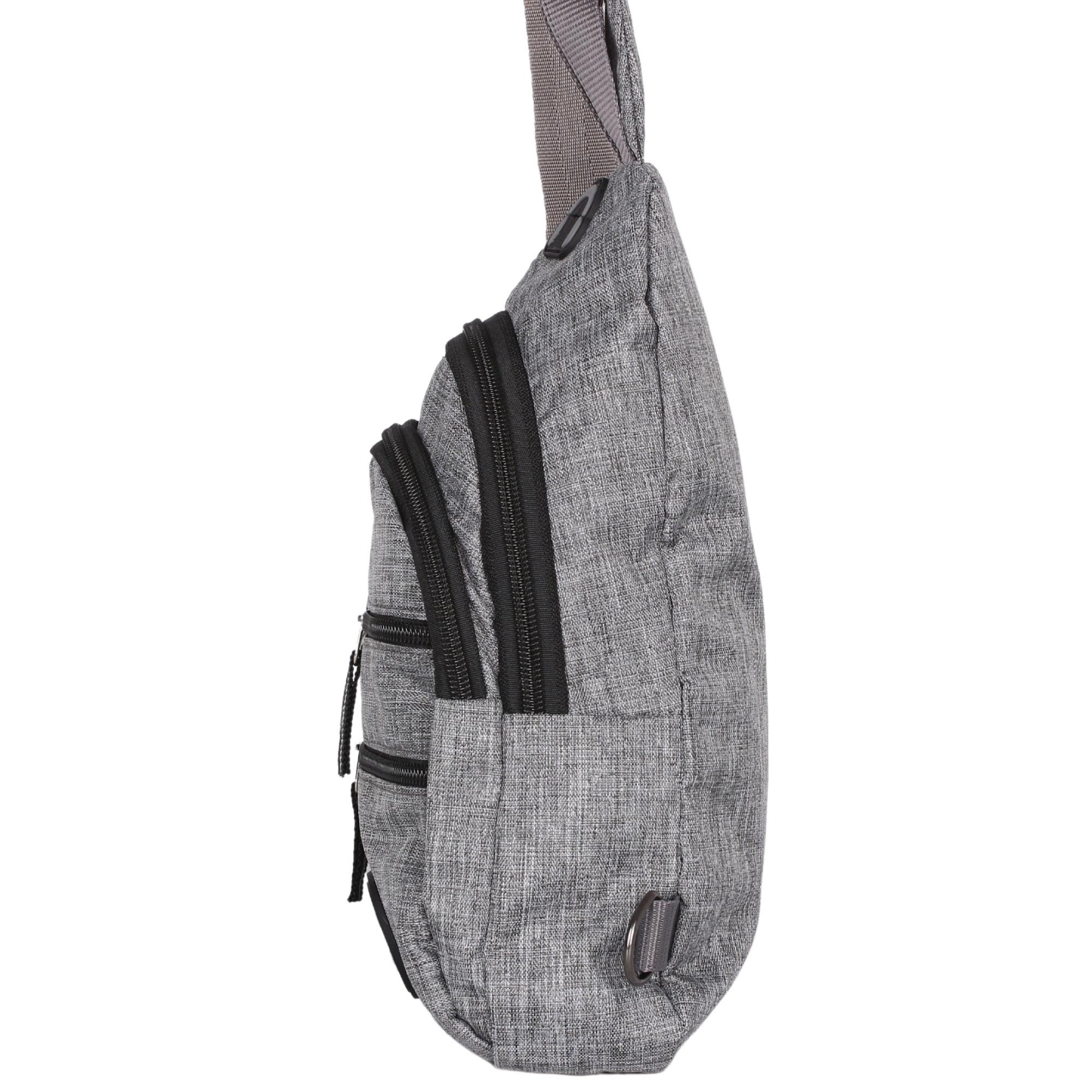 Bagacar NP Çok Gözlü Kulaklıklı Unisex Body Bag Çapraz Gri Çanta