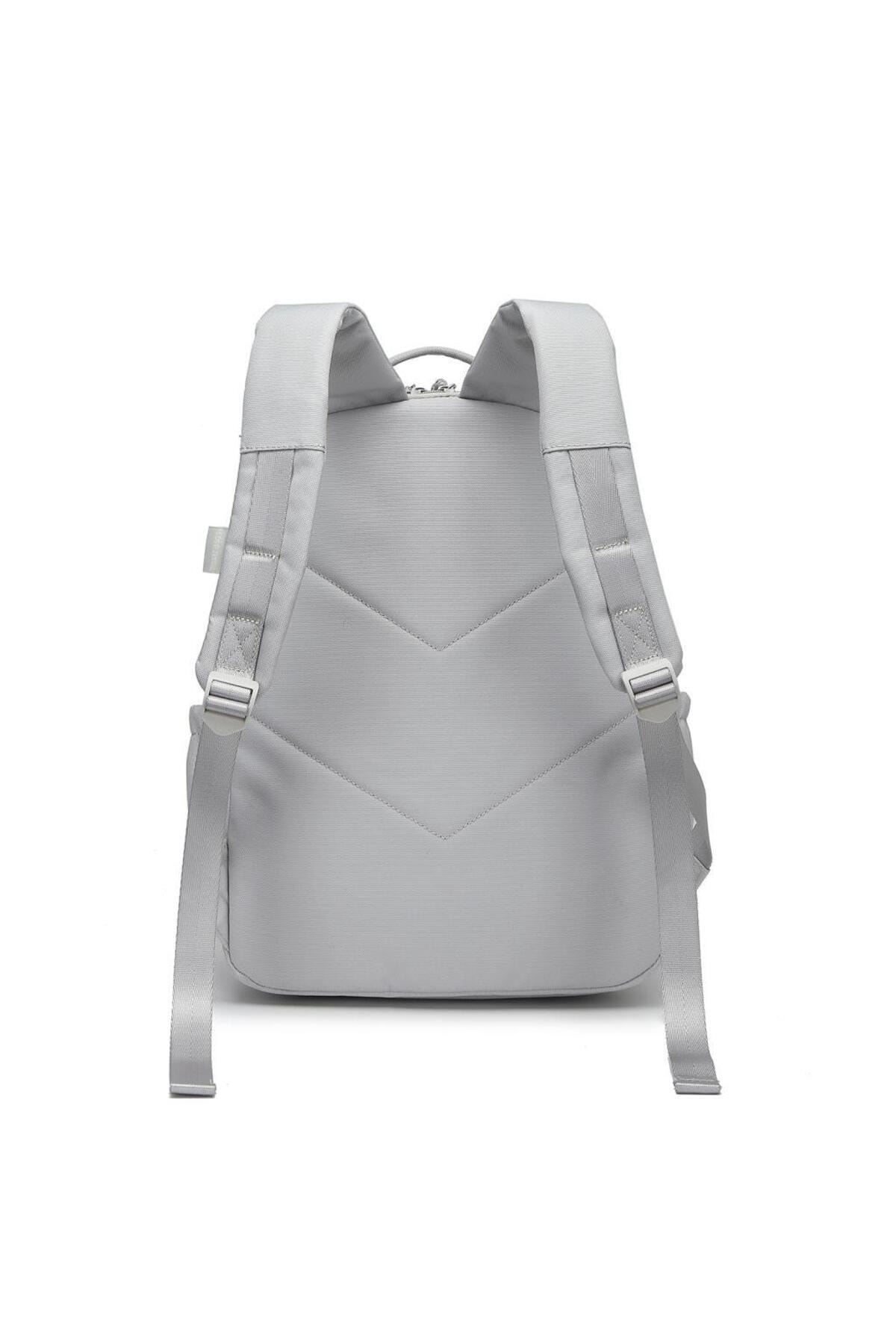 Bagacar Smart Bag 3198 Okul ve Günlük Laptop Bölmeli Sırt Çantası Açık Gri