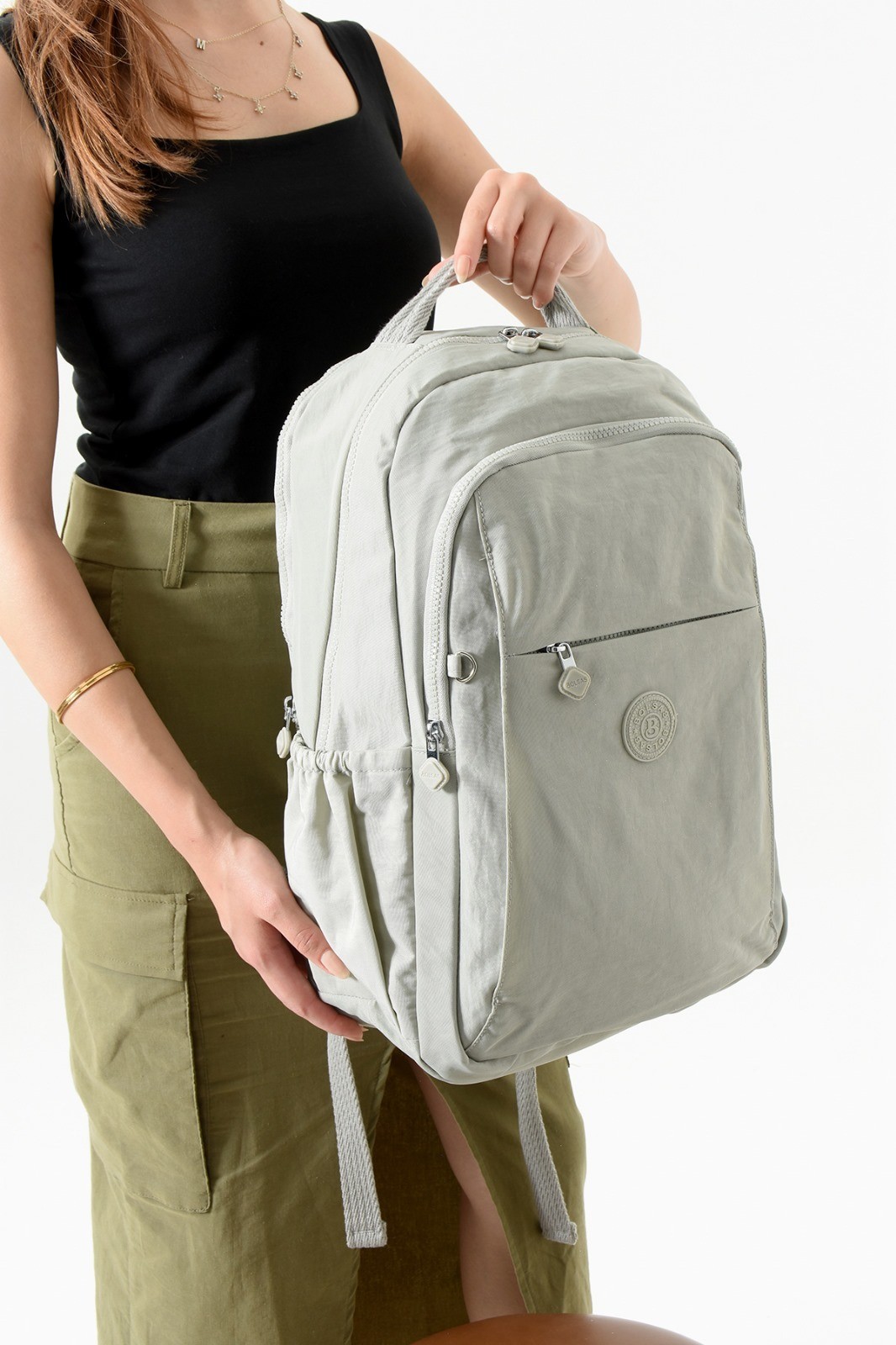 Bagacar Bolsas 1092 Su Geçirmez İthal Krinkıl Kumaş Laptop Bölmeli Okul ve Günlük Sırt Çantası AGri