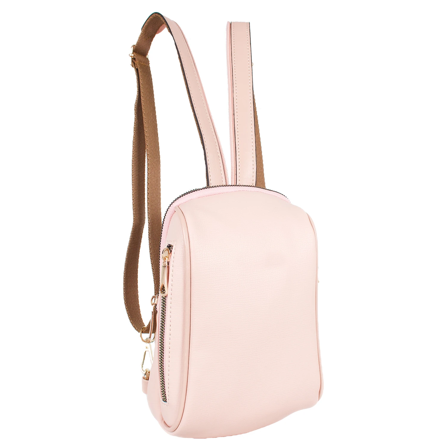 Bagacar 1358 Pudra Suni Deri Telefon Bölmeli Bayan Sırt Çantası