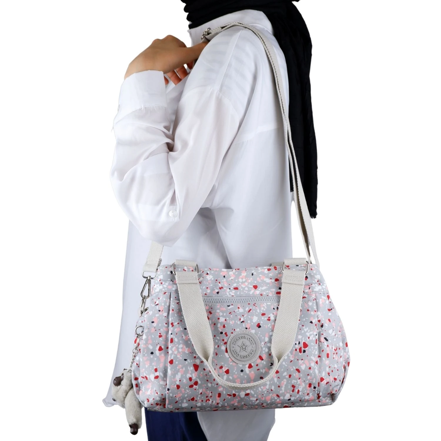 Kenyon C1112  Klinkır Kumaş Bayan Çapraz El Omuz Çantası Desenli