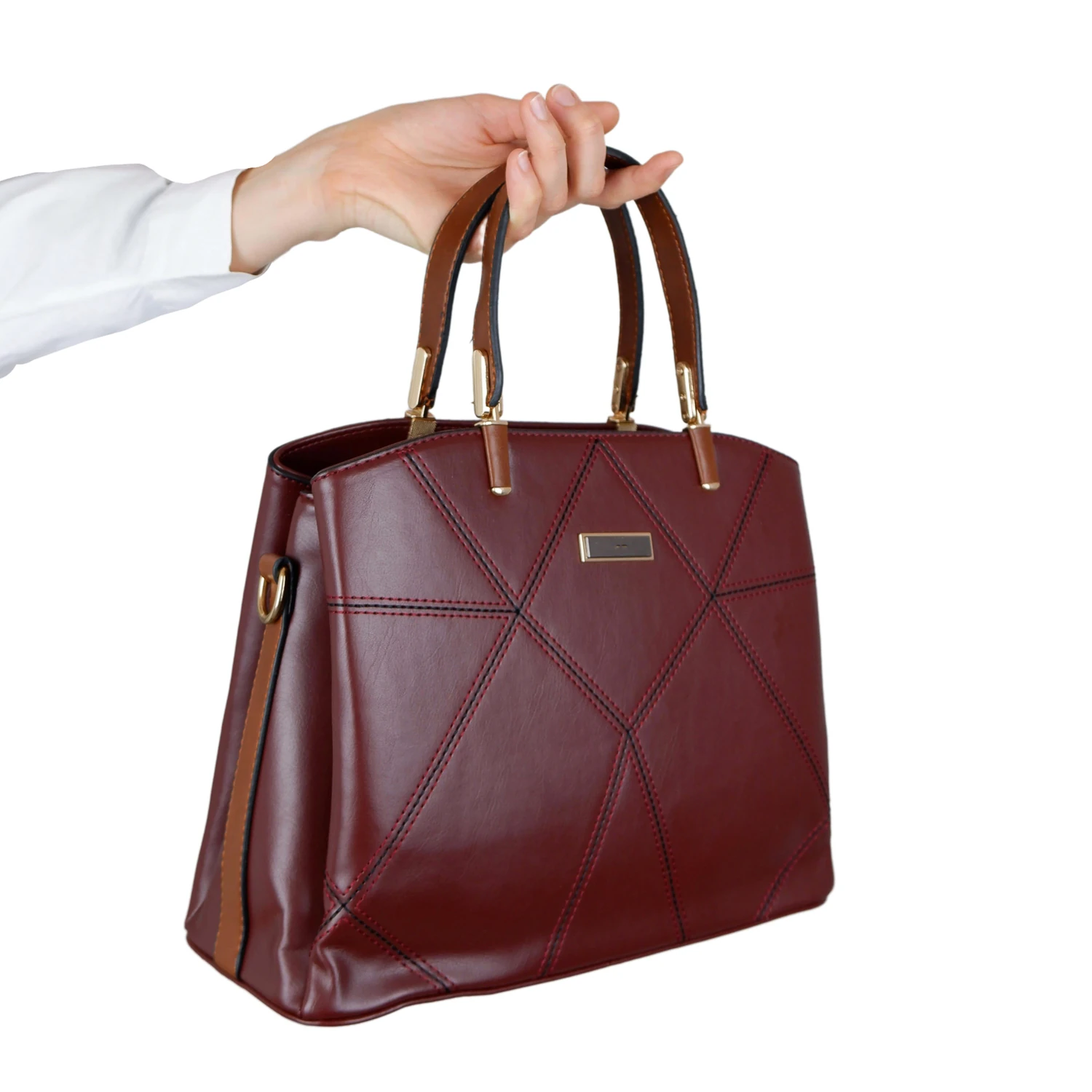 Bagacar M815 Bordo Suni Deri Bayan Çapraz El ve Omuz Çantası