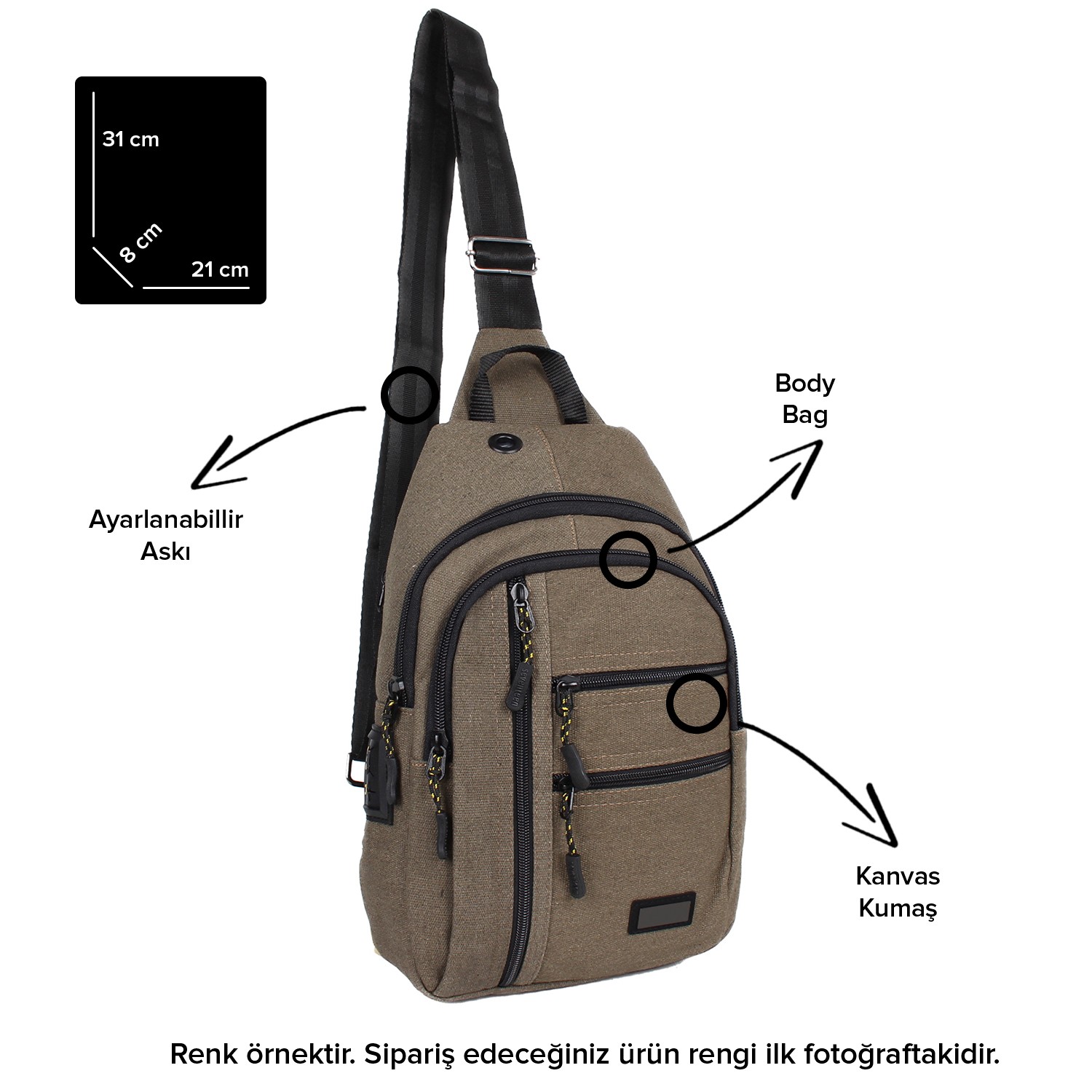 Bagacar 4925 Kulaklık Çıkışlı Body Bag ve Omuz Çantası Siyah