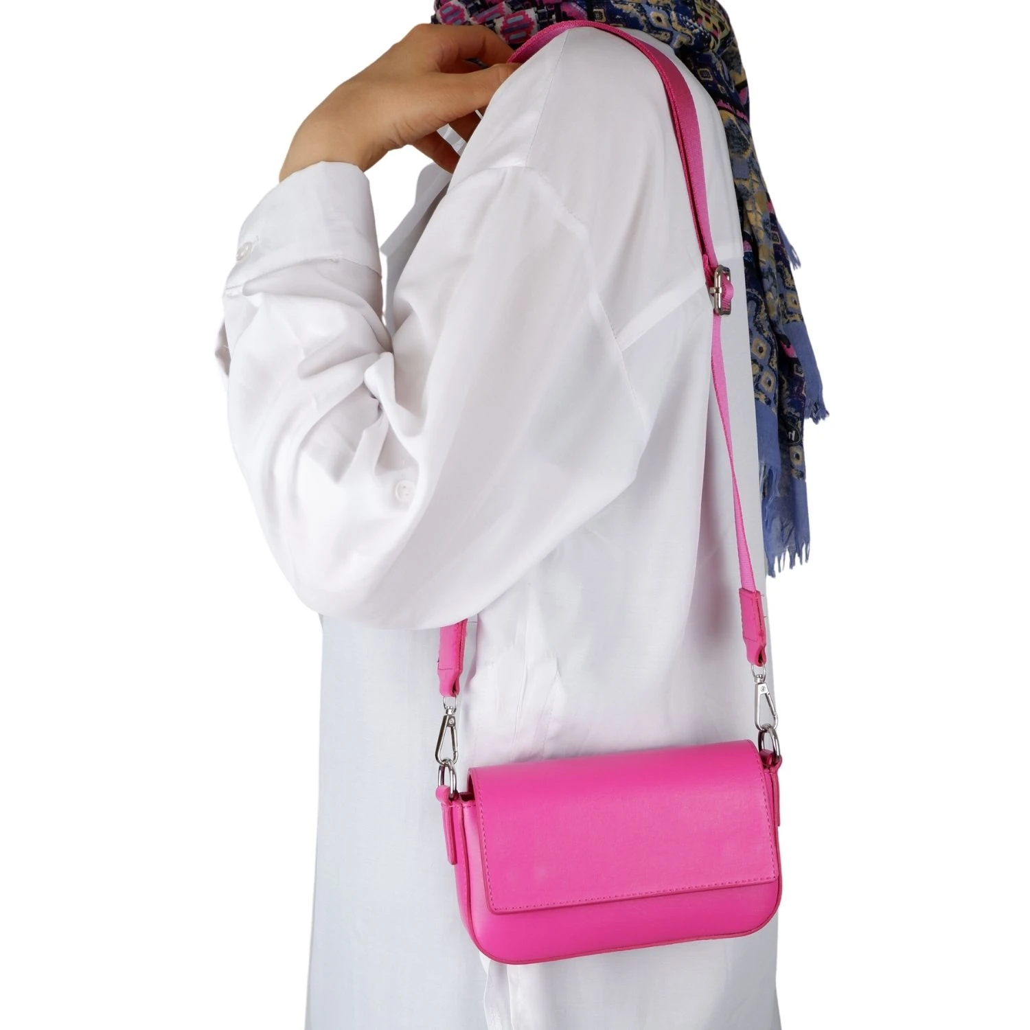 Bagacar Kapaklı Mini Şık Bayan Çapraz El ve Omuz Çantası Fuşya