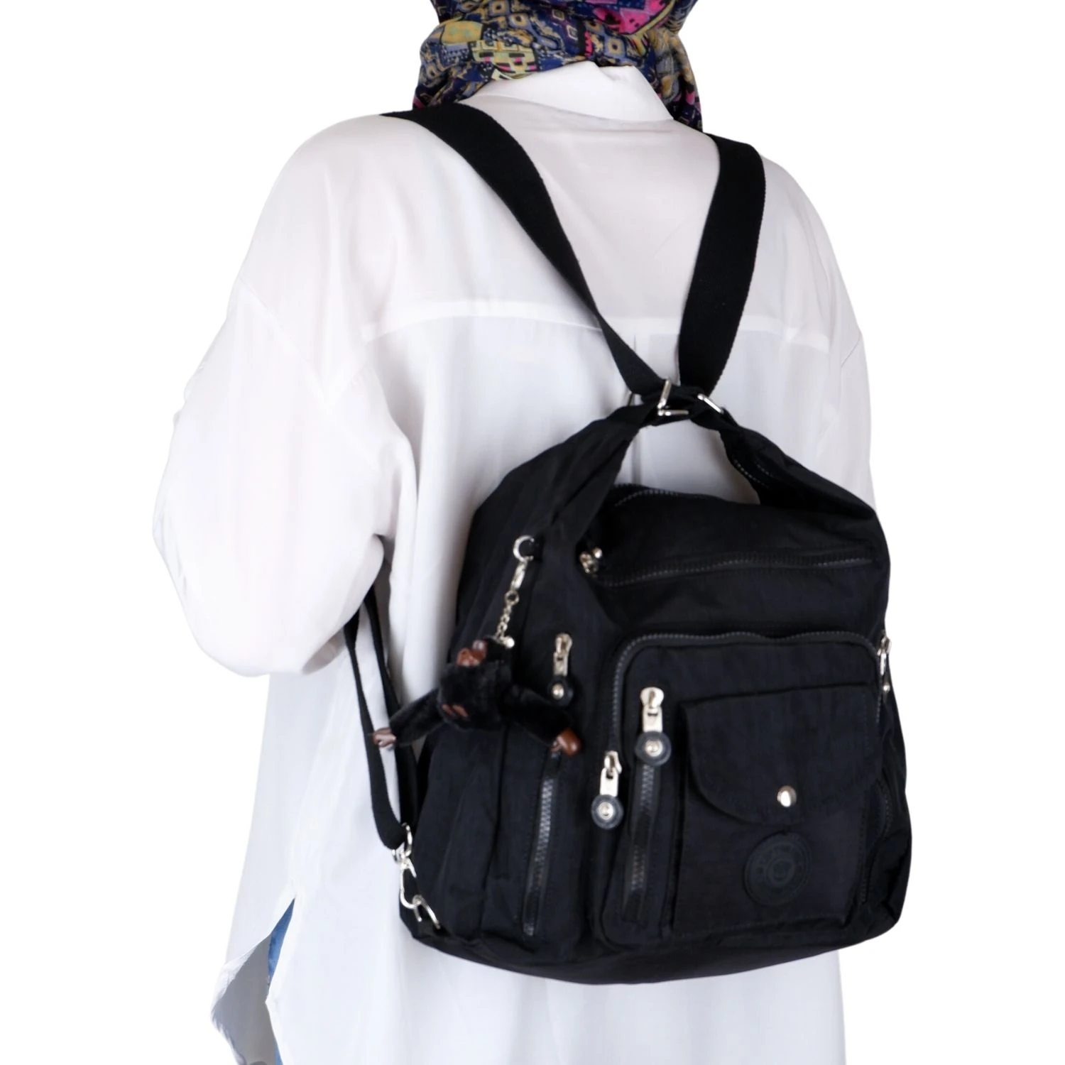 Kenyon Cox B219 Klinkır Kumaş Hafif Sırt Çantası ve Kol Çantası Siyah