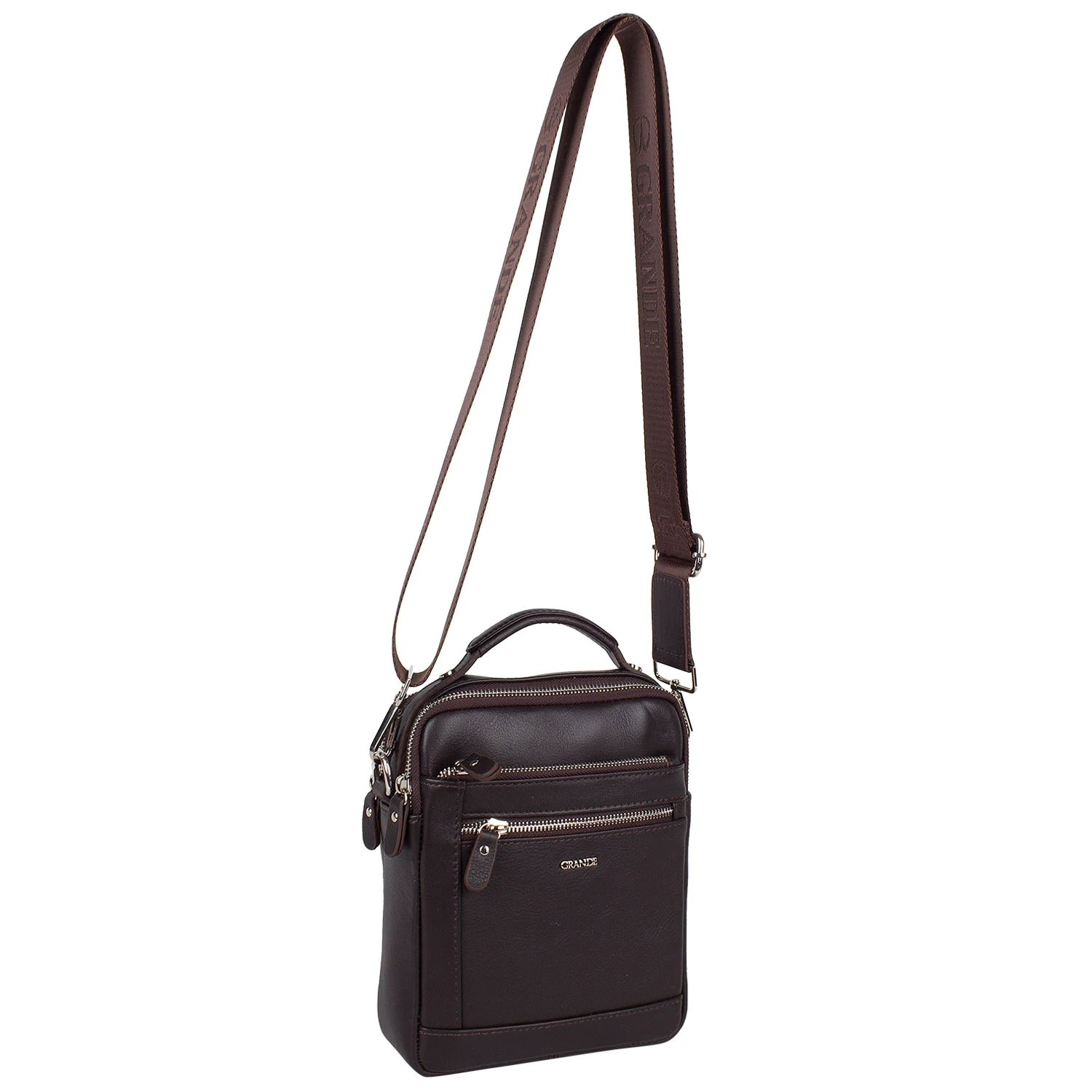 Grande 4590 Hakiki Deri Askılı Omuz Postacı Çantası Kahve