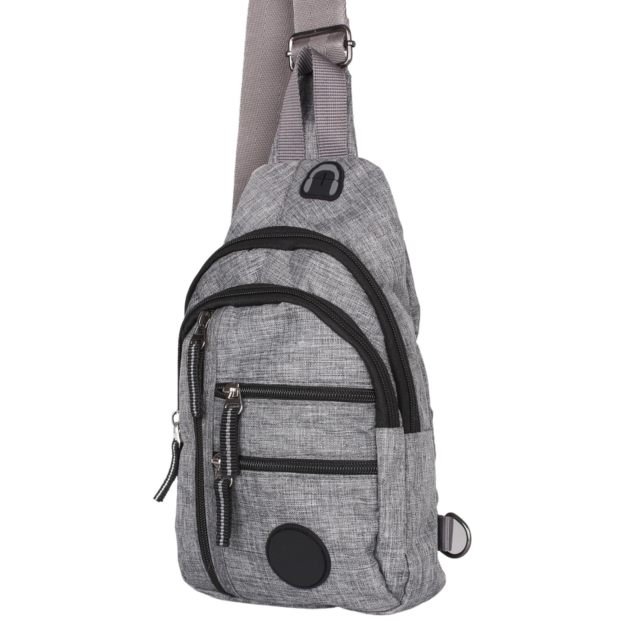 Bagacar NP Çok Gözlü Kulaklıklı Unisex Body Bag Çapraz Gri Çanta