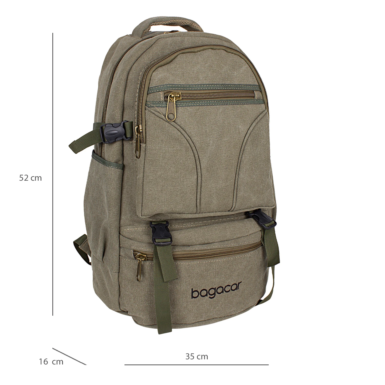 Bagacar Dağcı ve Trekking Kanvas Kumaş Sırt Çantası Haki