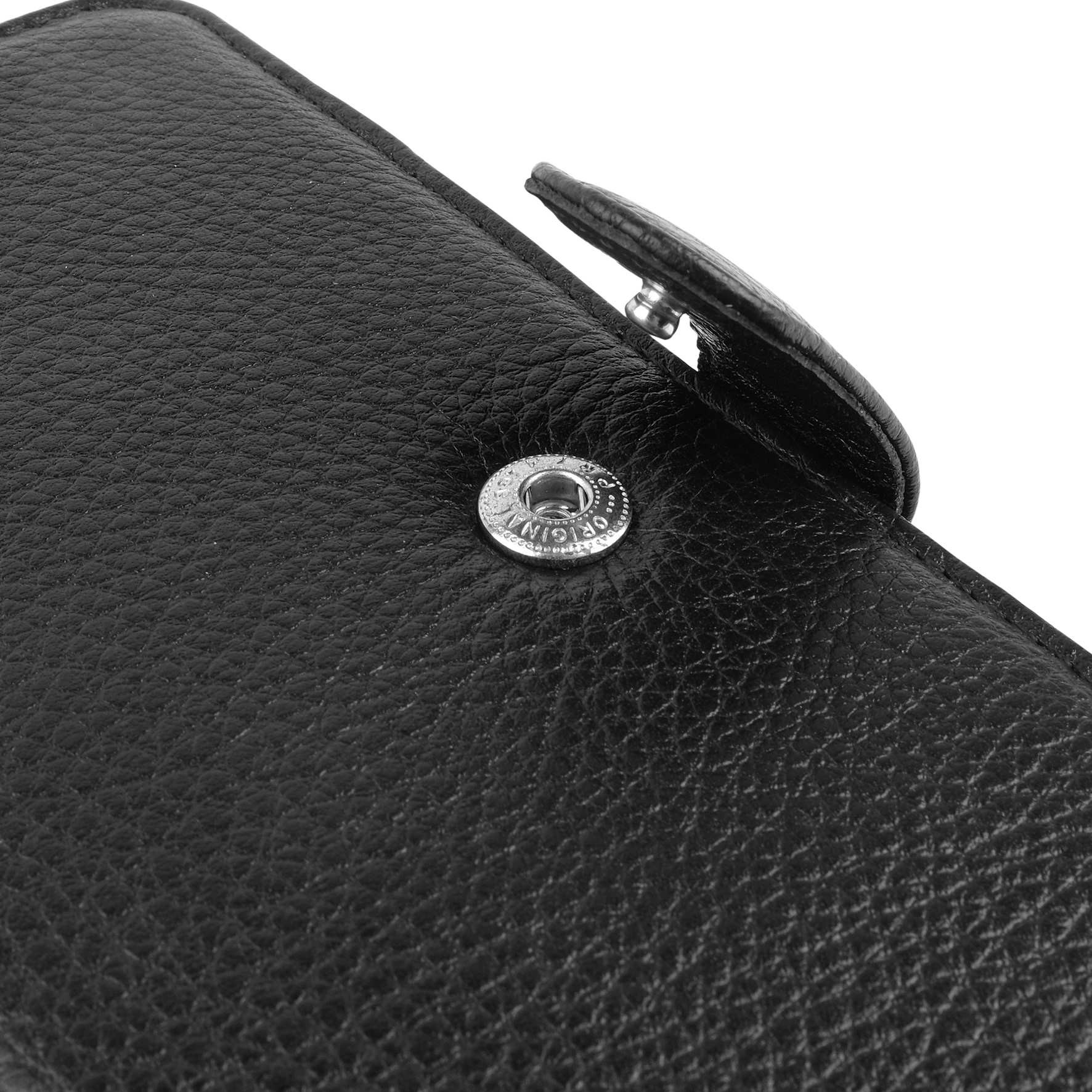 Bagacar Hakiki Deri Telefon Bölmeli  El Portföy Çantası Siyah