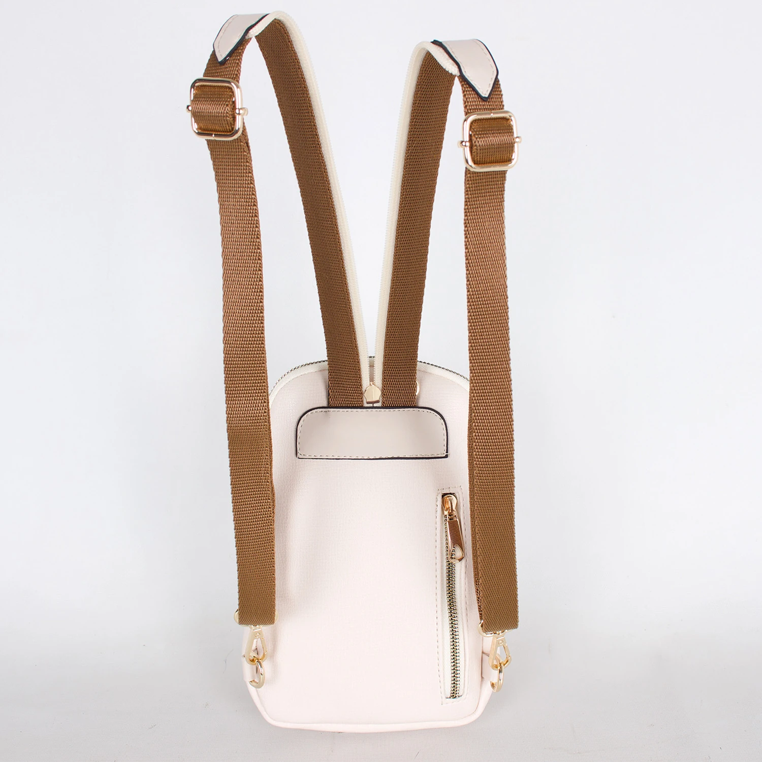 Bagacar 1358 Bej Suni Deri Telefon Bölmeli Bayan Sırt Çantası