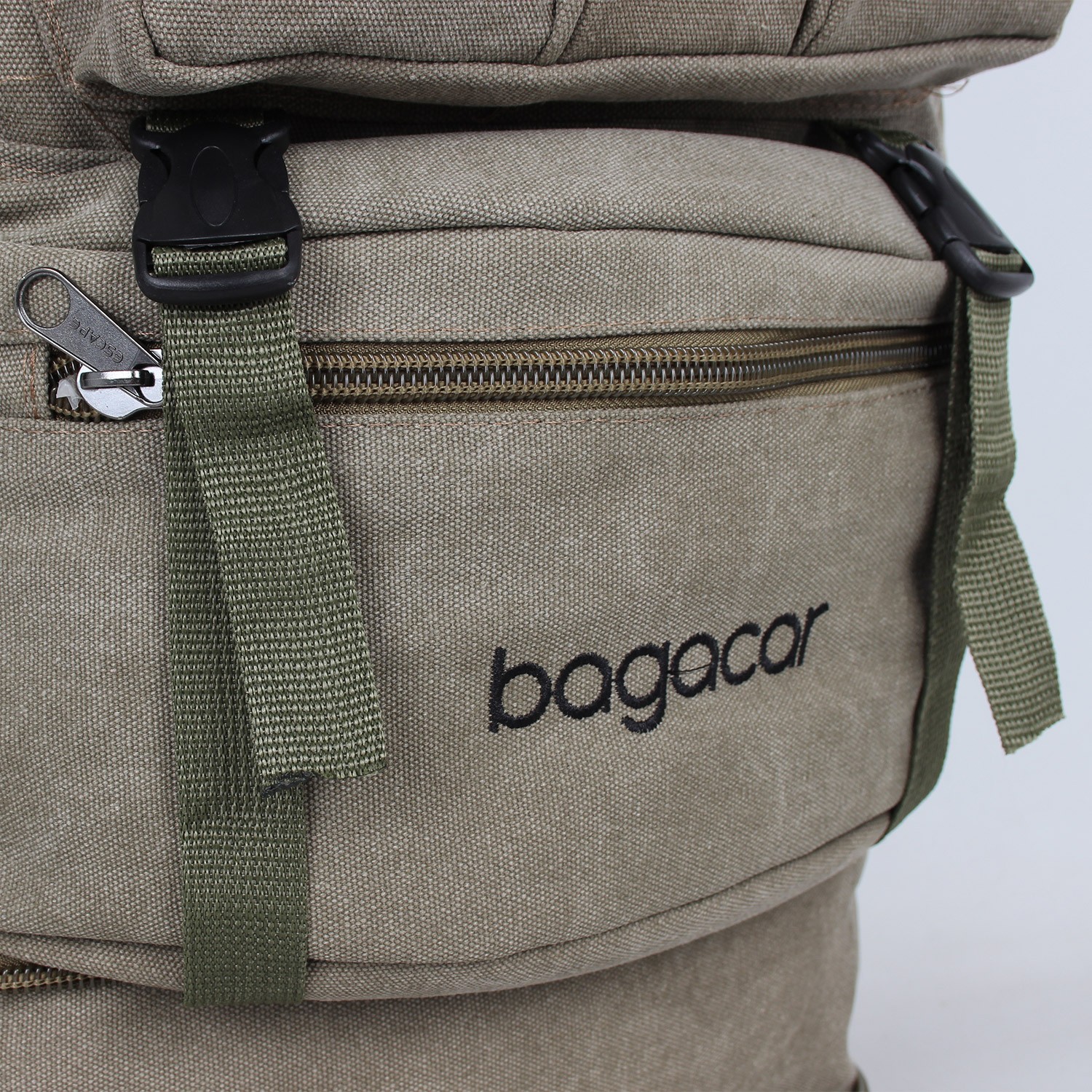 Bagacar 60 LT Haki Kanvas Laptoplu Körüklü Dağcı Sırt Çantası