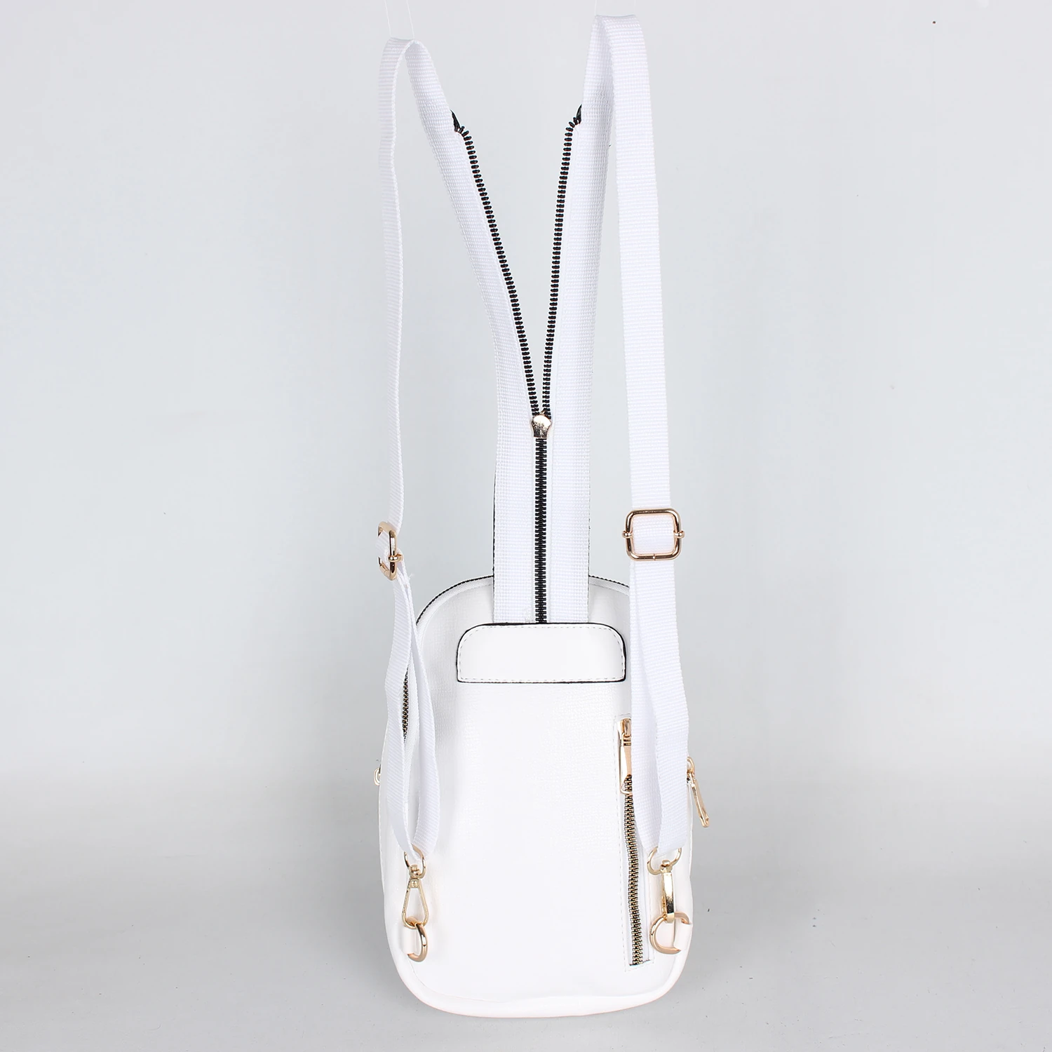 Bagacar 1358 Beyaz Suni Deri Telefon Bölmeli Bayan Sırt Çanta