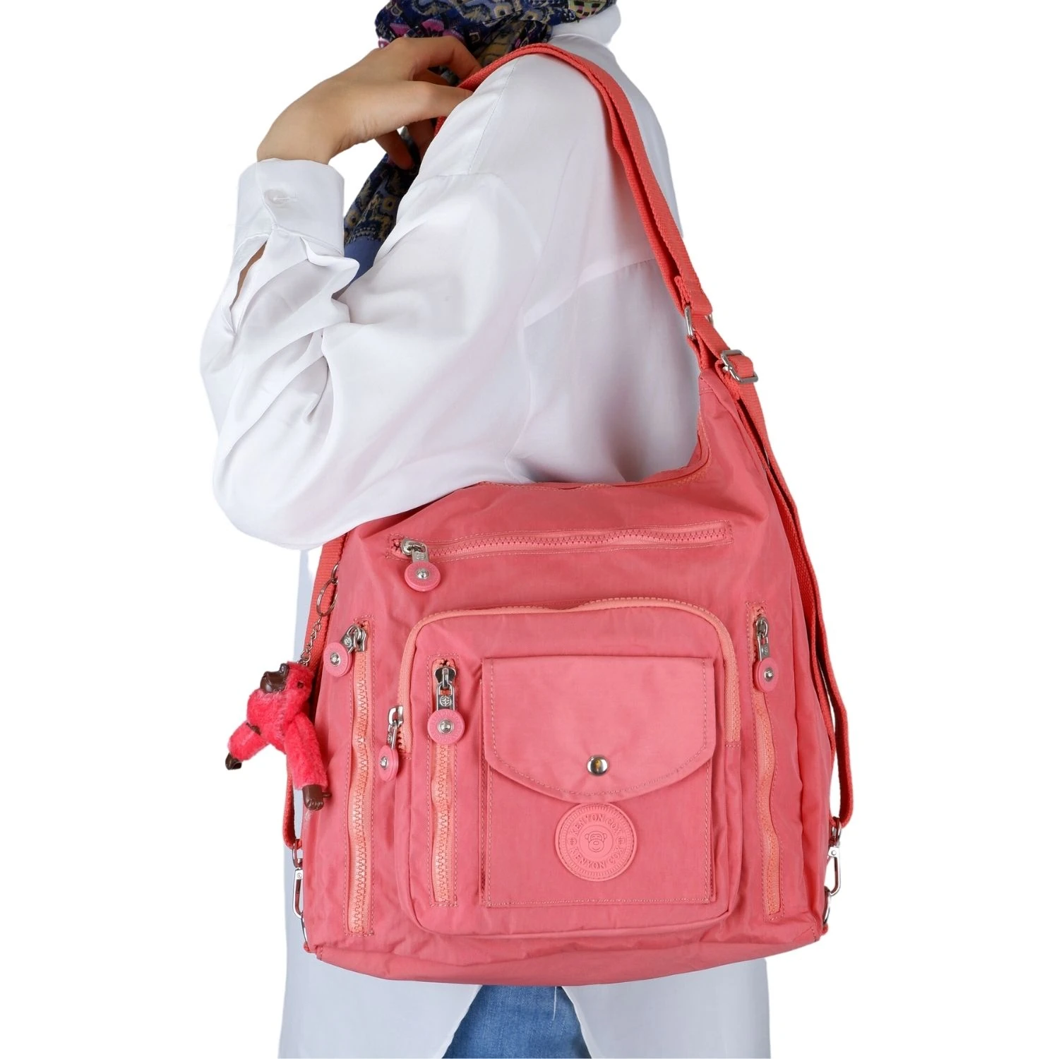 Kenyon Cox B219 Klinkır Kumaş Hafif Sırt Çantası ve Kol Çantası Nar Çiçeği