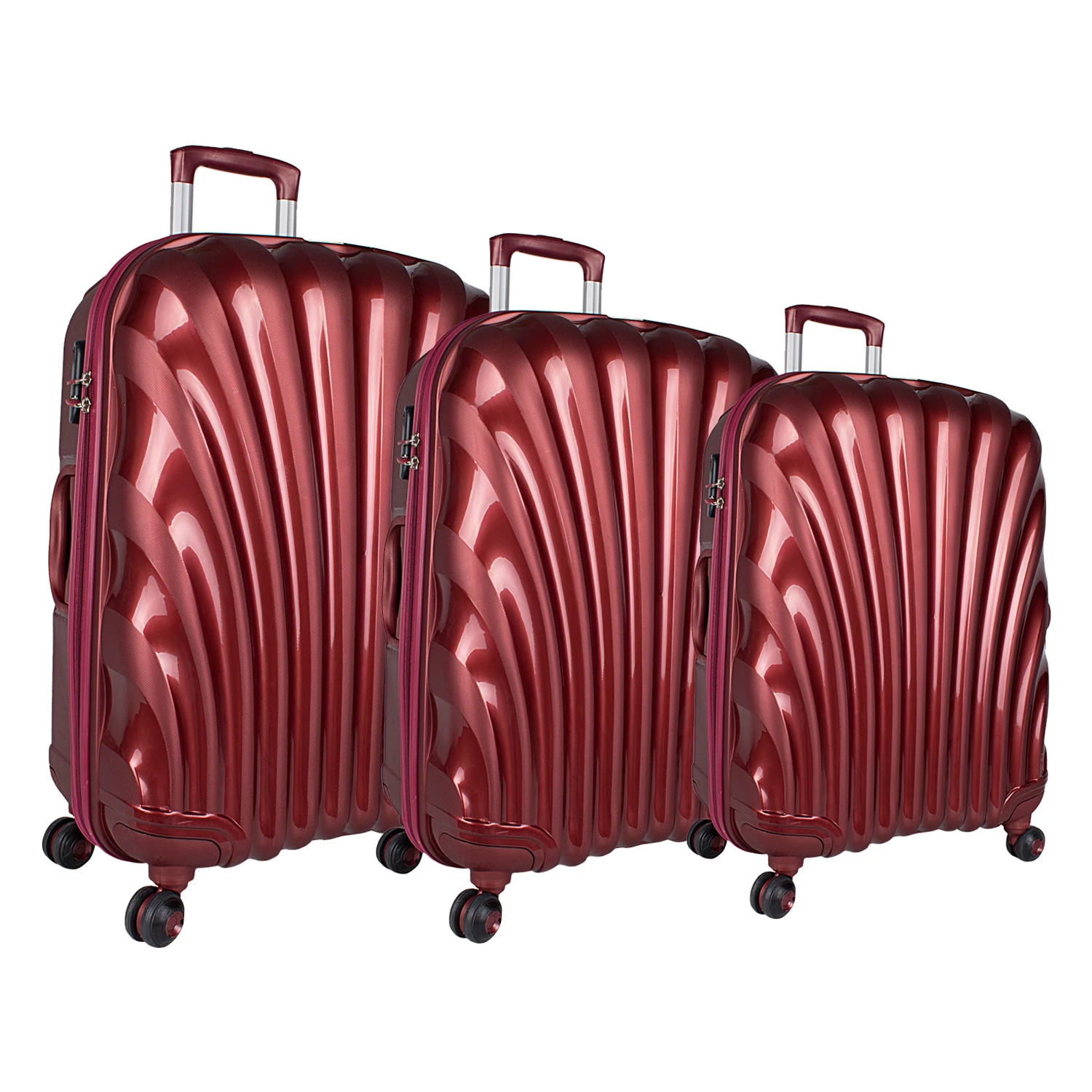 Bagacar Shell Silikon Kırılmaz Valiz Seti Bordo