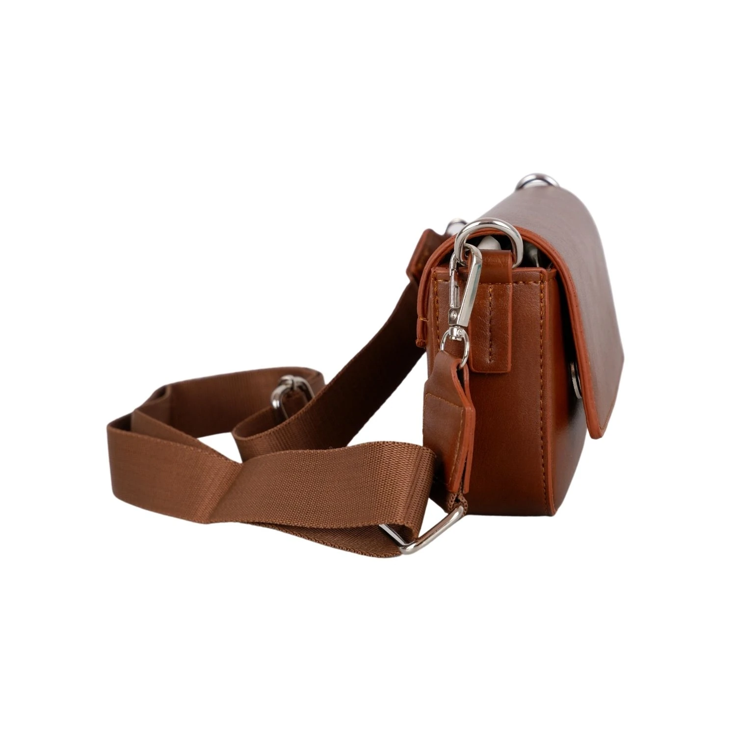 Bagacar Kapaklı Mini Şık Bayan Çapraz El ve Omuz Çantası Kahve