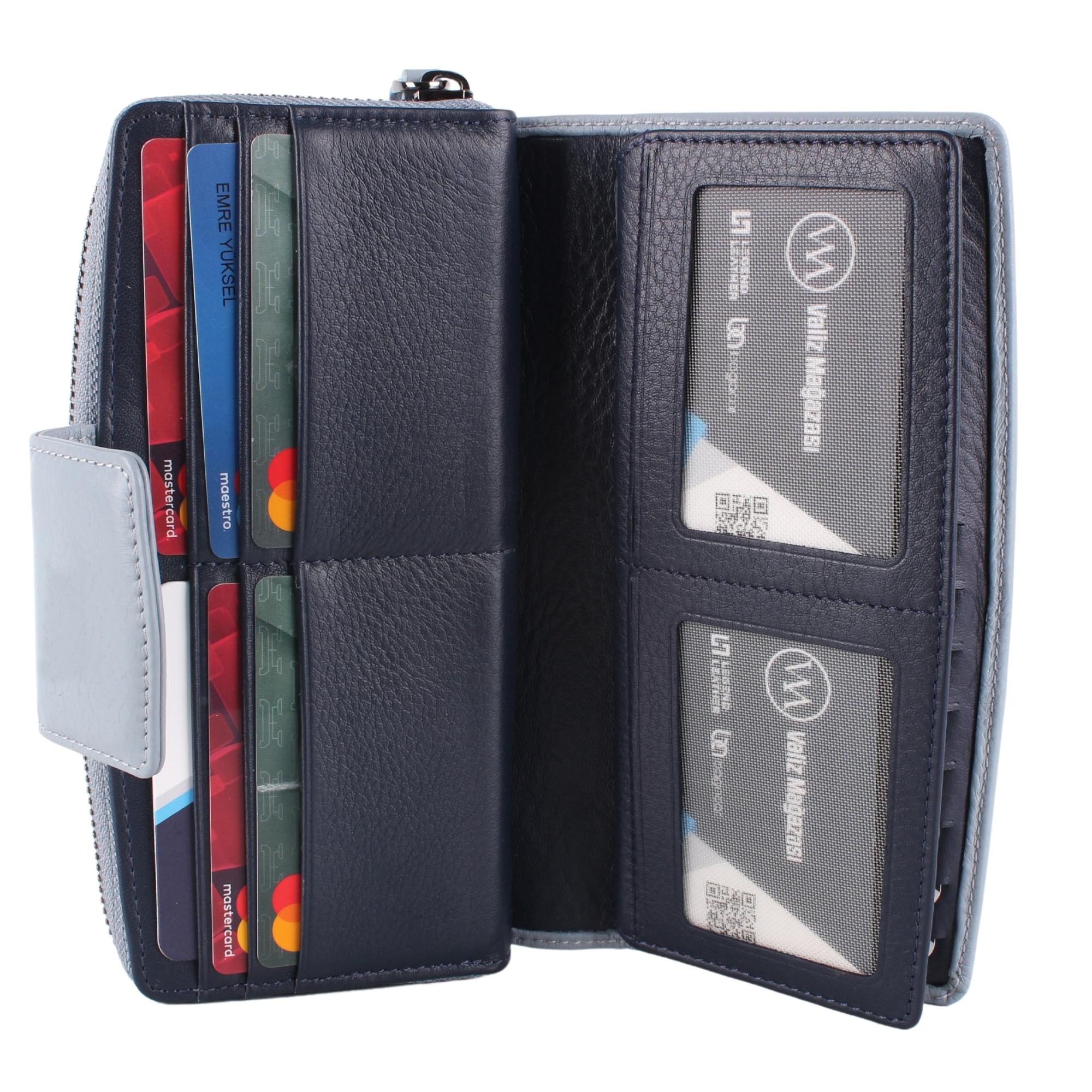 Legend Leather 2714 Bayan Hakiki Deri Cüzdan Buz Mavi