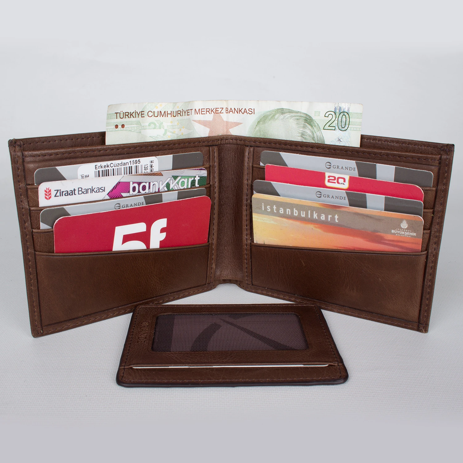 Bagacar 1595 Hakiki Deri Erkek Cüzdanı Koyu Kahve