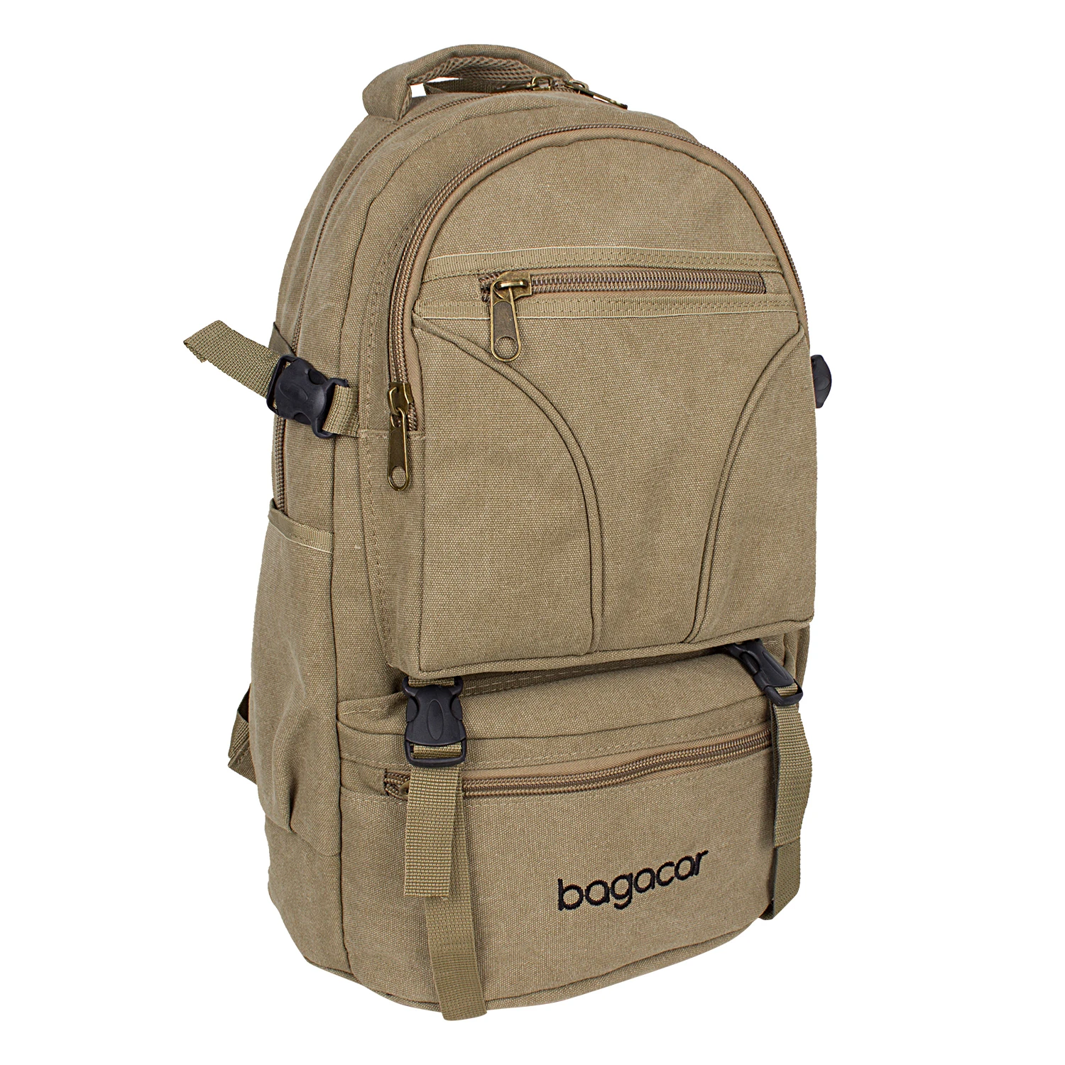 Bagacar Dağcı ve Trekking Kanvas Kumaş Sırt Çantası Bej