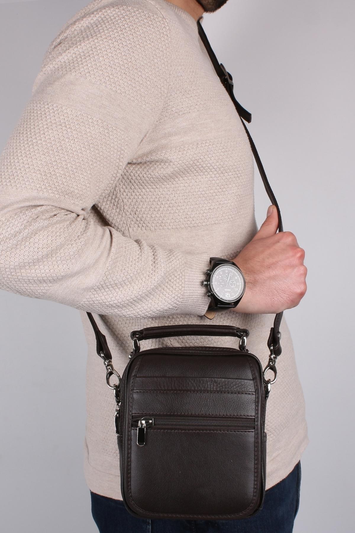 Legend Leather 4598 Kahve Hakiki Deri Erkek Portföy El Ve Omuz Çantası