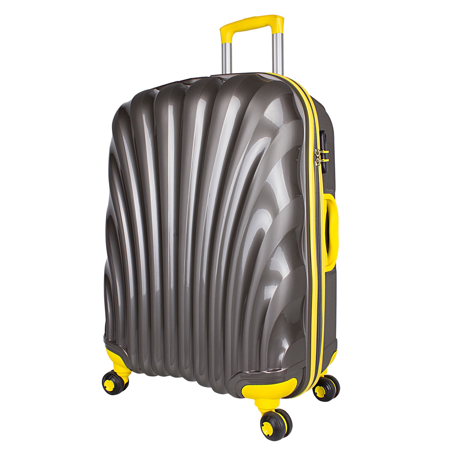 Bagacar Shell Silikon Kırılmaz Orta Boy Valiz Antrasit Sarı