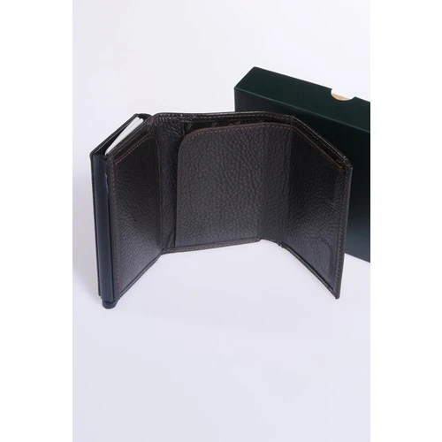 Grande 725 Unisex Hakiki Deri Mekanizmalı Kartlık  Kahve