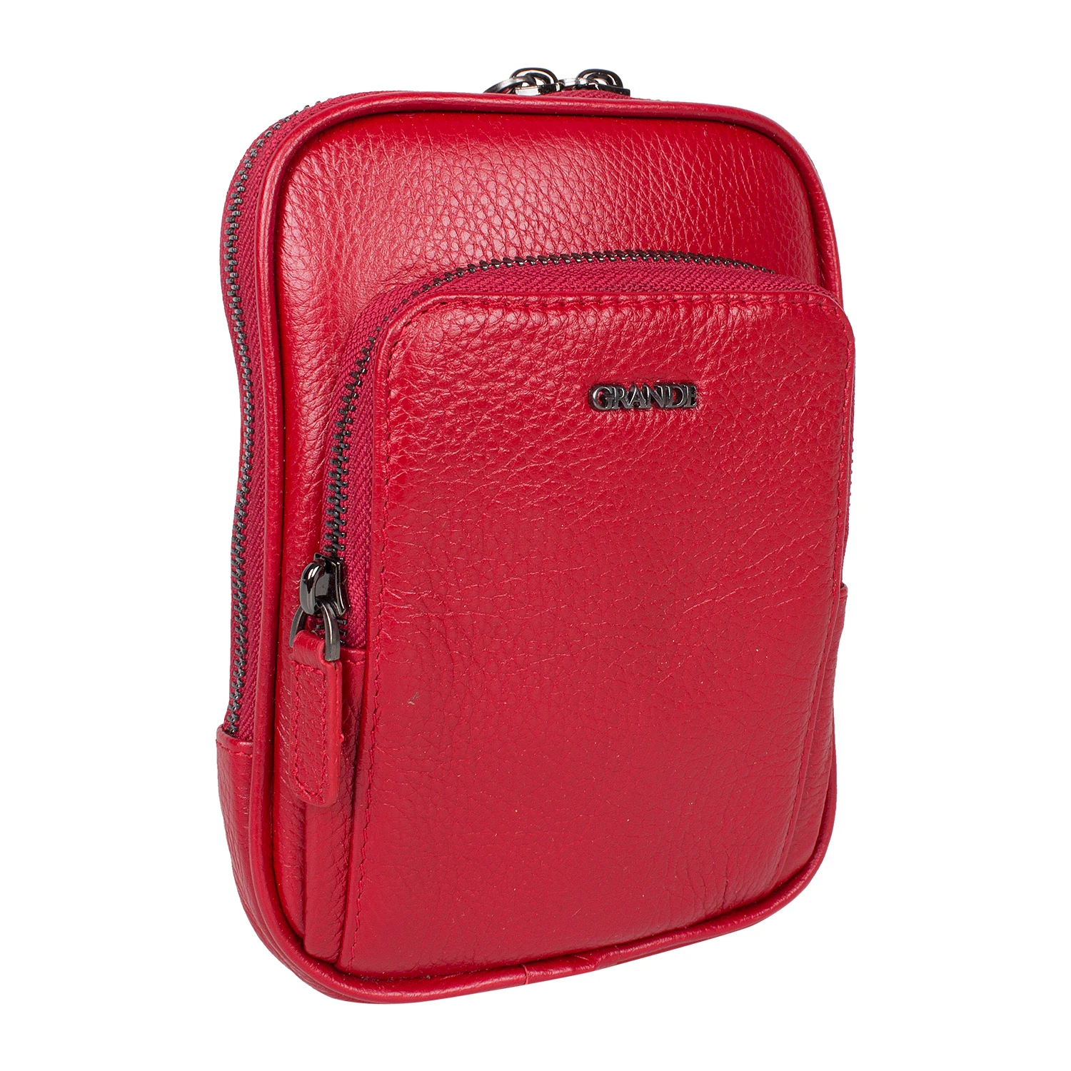 Grande 4255 Unisex Hakiki Deri Postacı Bodybag Çantası Kırmızı