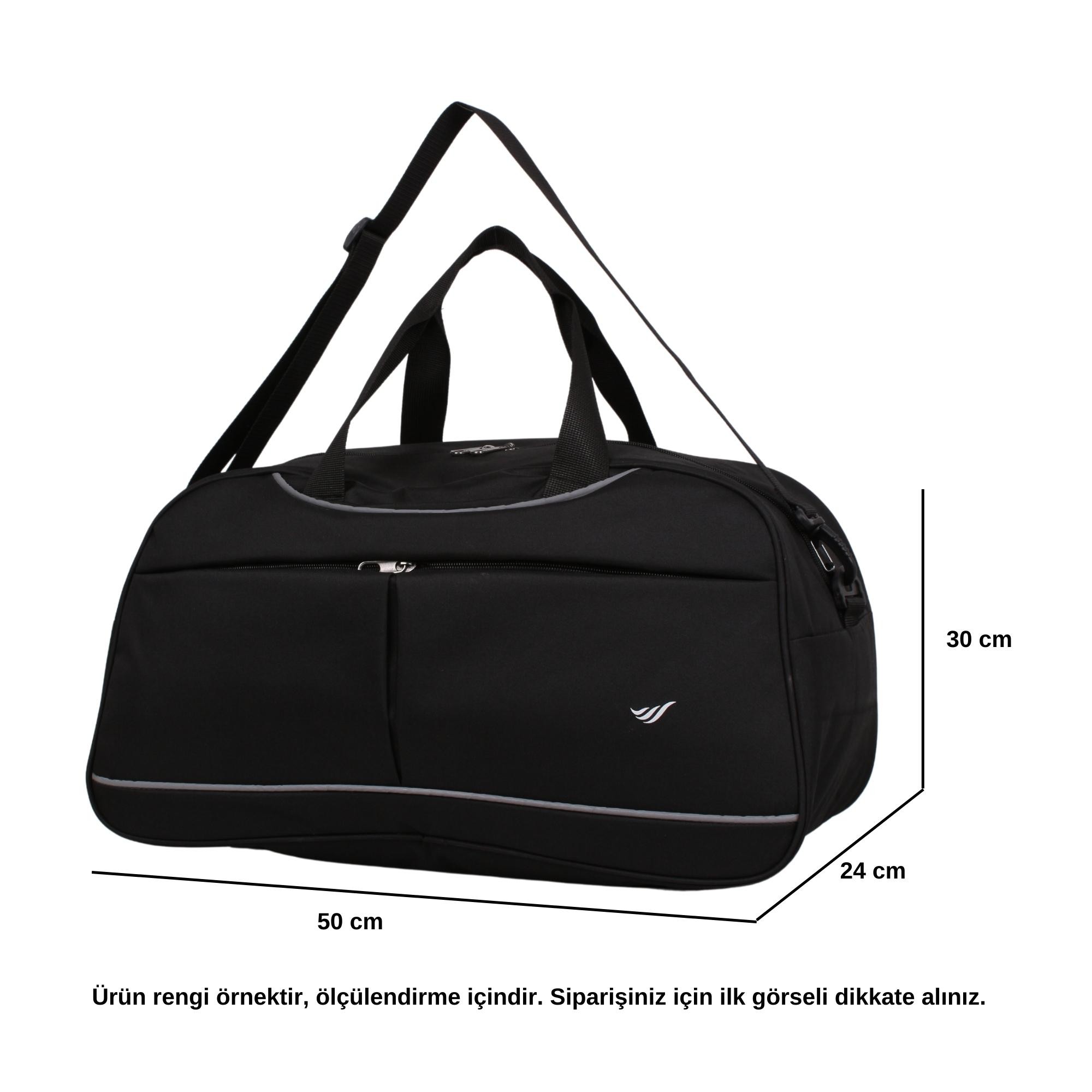 Bagacar 50x30x24 Cm Unisex Gri Kumaş Plaj Spor ve Seyahat Çantası
