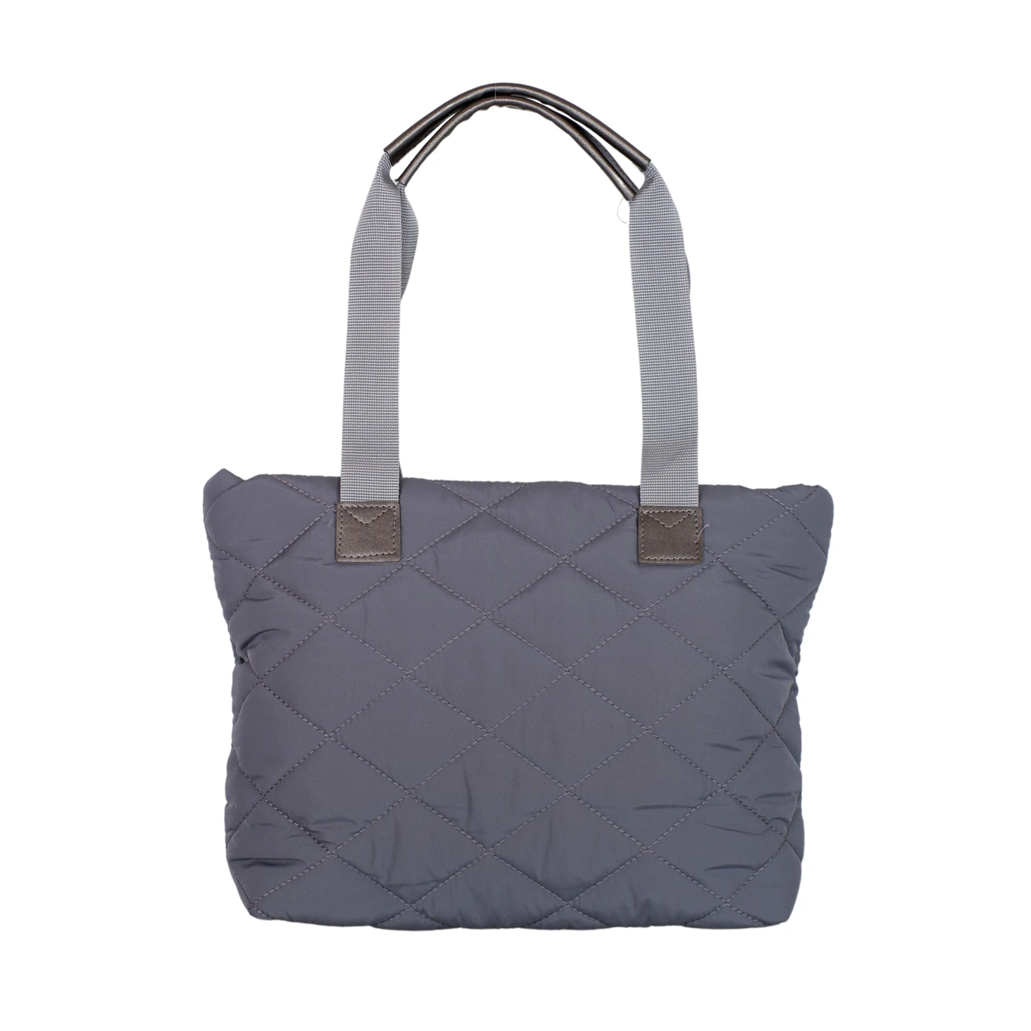 Bagacar Şişme Puf Yumuşak Hafif Kumaş Kapitone Geniş Kol ve Omuz Çantası Gri