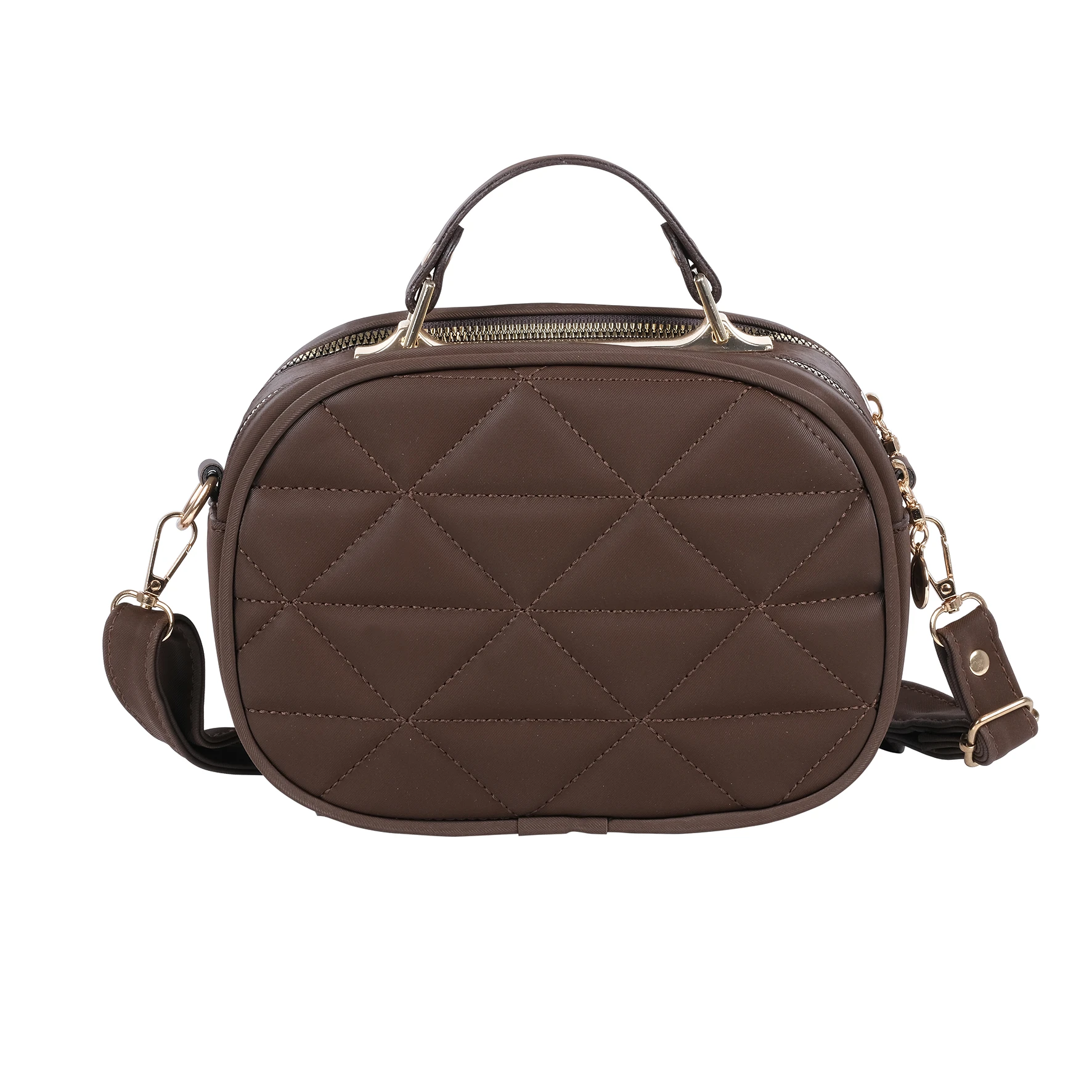 Bagacar Kapitone Şık Bayan Çapraz El ve Omuz Çantası Kahve