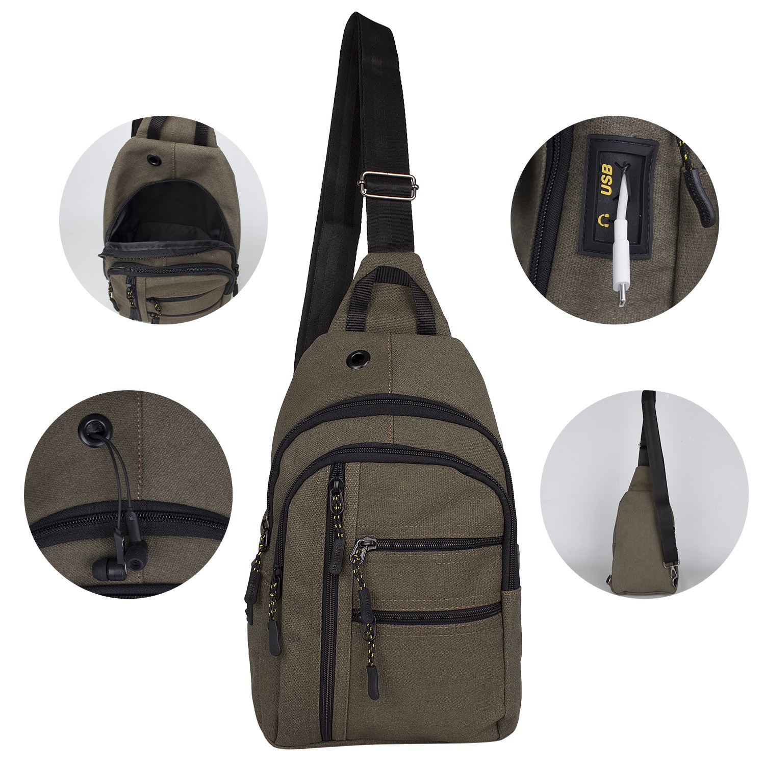Bagacar 4925 Kulaklık Çıkışlı Body Bag ve Omuz Çantası Siyah