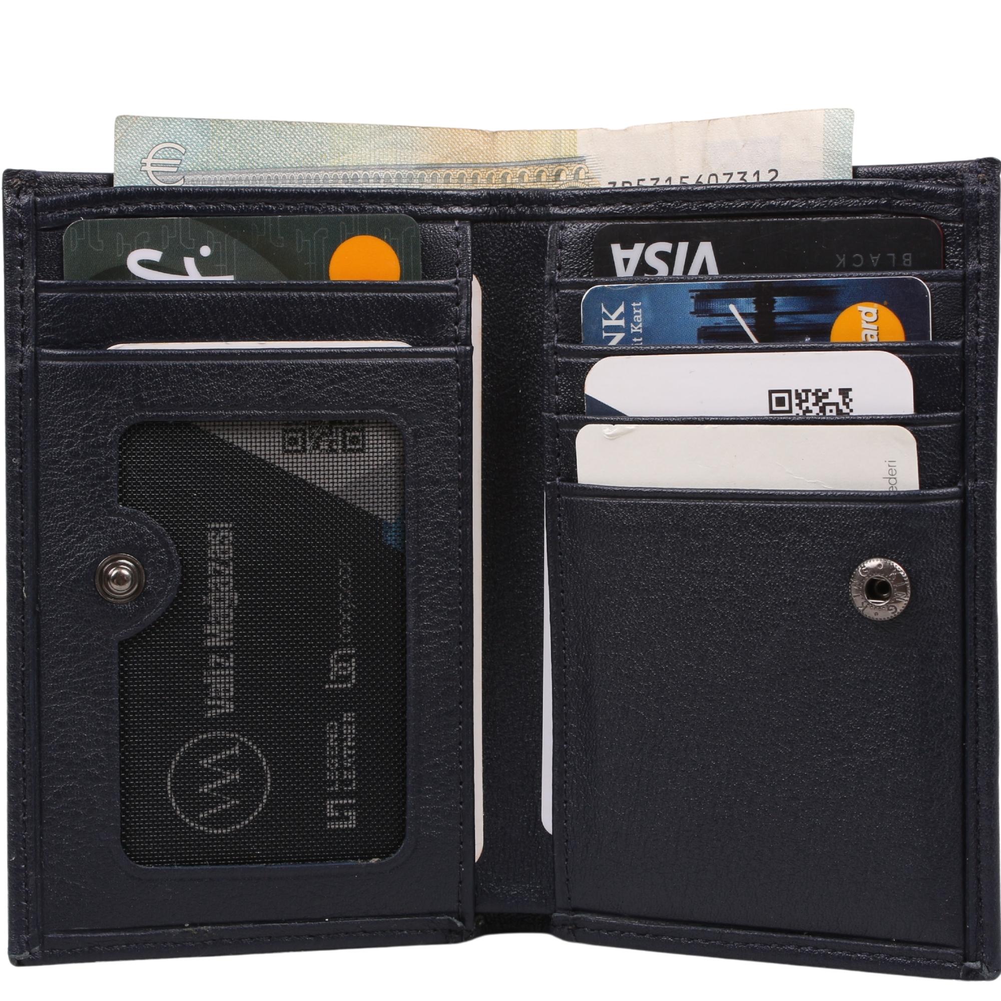 Legend Leather 726 Lacivert Erkek Hakiki Deri Para Bölmeli Kartlık