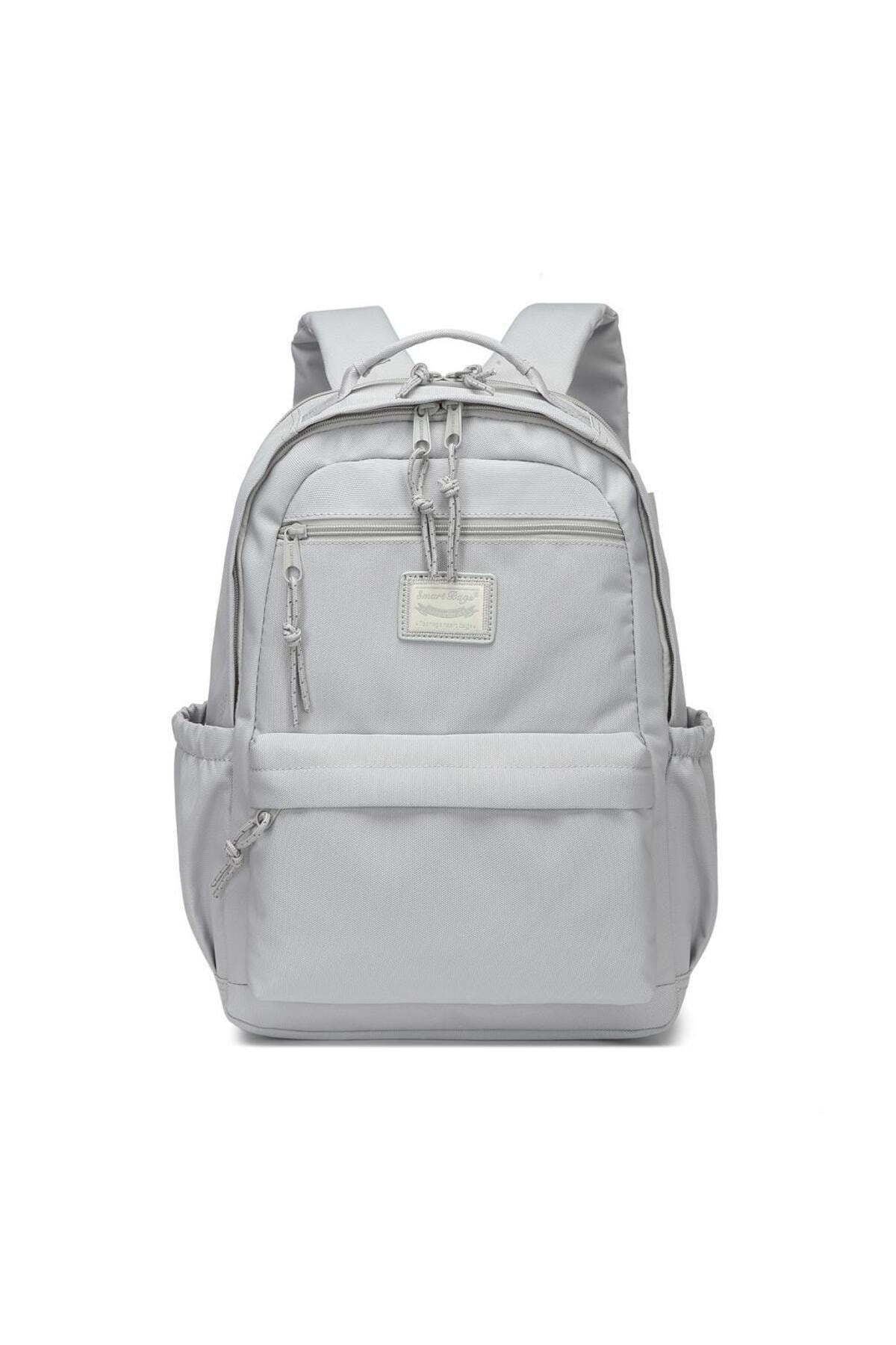 Bagacar Smart Bag 3198 Okul ve Günlük Laptop Bölmeli Sırt Çantası Açık Gri