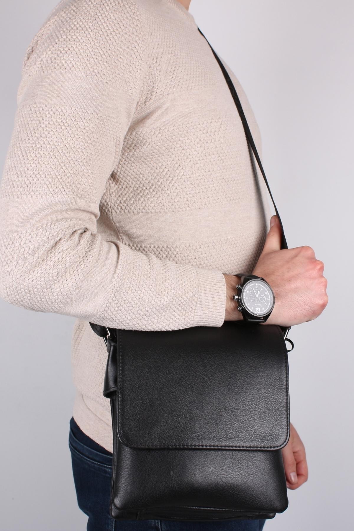 Legend Leather 4262 Siyah Erkek Postacı Çapraz Hakiki Deri Çanta