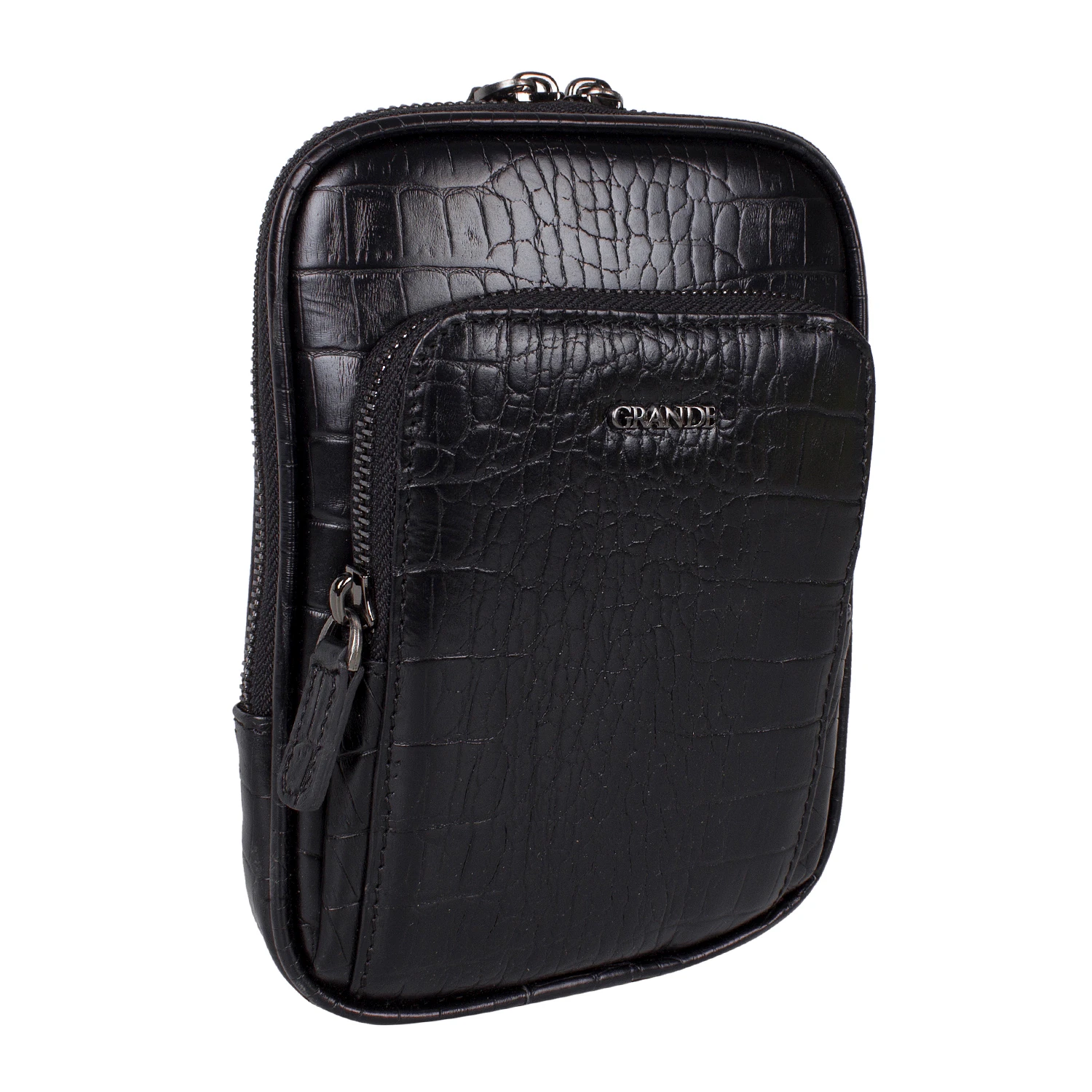 Grande 4255 Unisex Hakiki Deri Postacı Bodybag Çantası K. Siyah