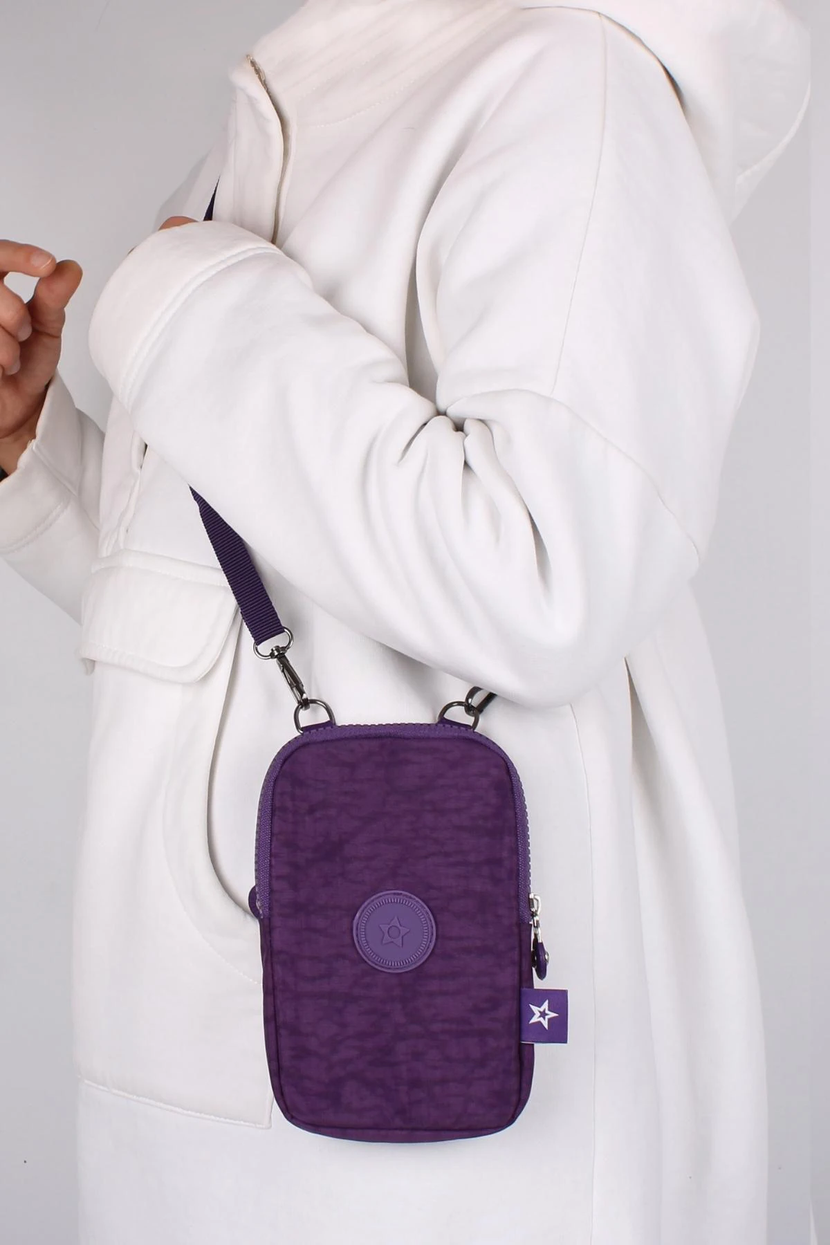 Bagacar Klinkır Kumaş Telefonluklu Çanta Mor